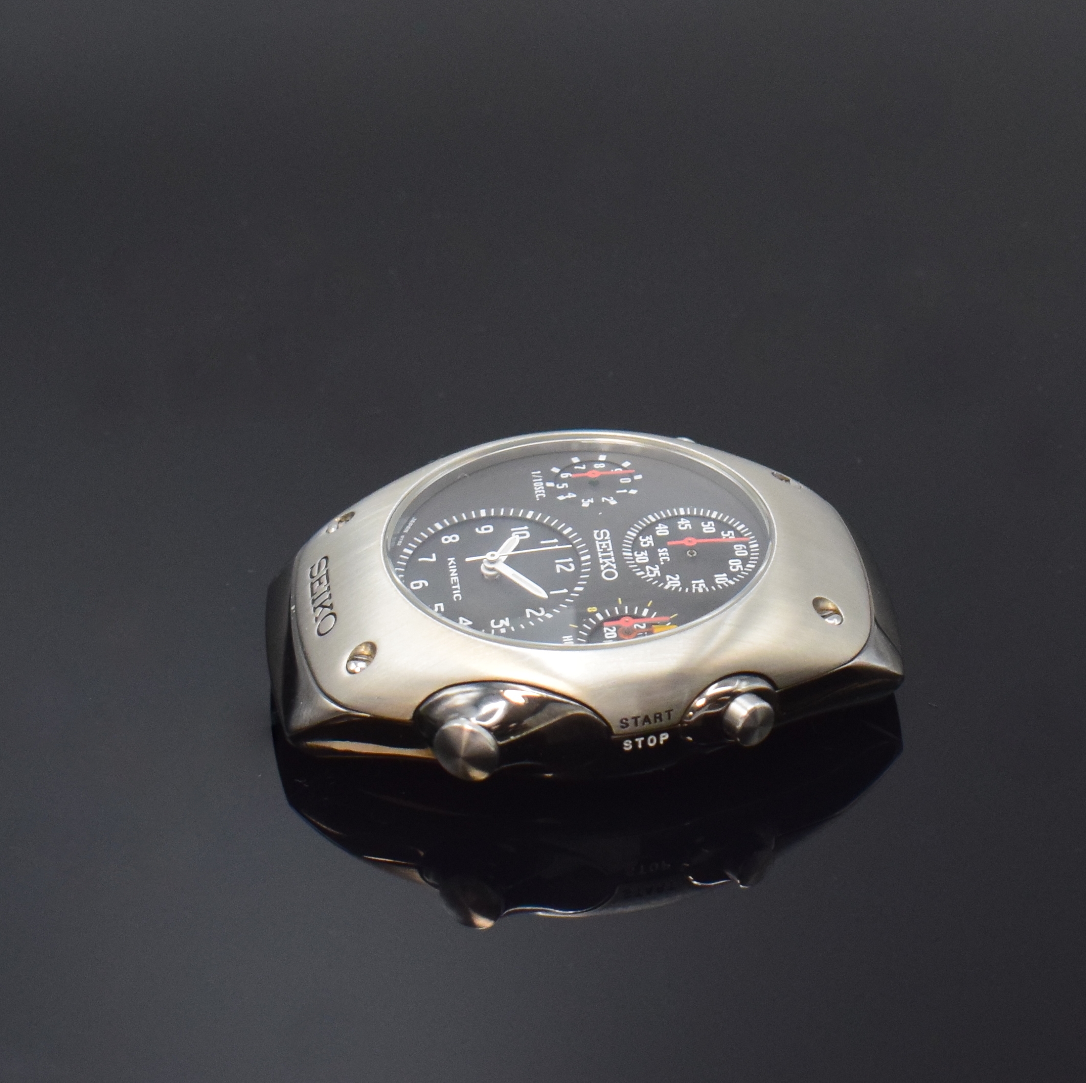 Detail c: Set 2 SEIKO Kinetic Armbandchronographen Referenz SLQ003J1, Japan um 1999, Automatik-Generatorprinzip, massive Edelstahlgeh., 1 x inkl. Kautschukband ...