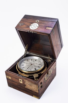 Image RUSSELS LTD Marinechronometer Nr. 6699, England um 1890, 3-tlg. Holzbox m. Messing ...