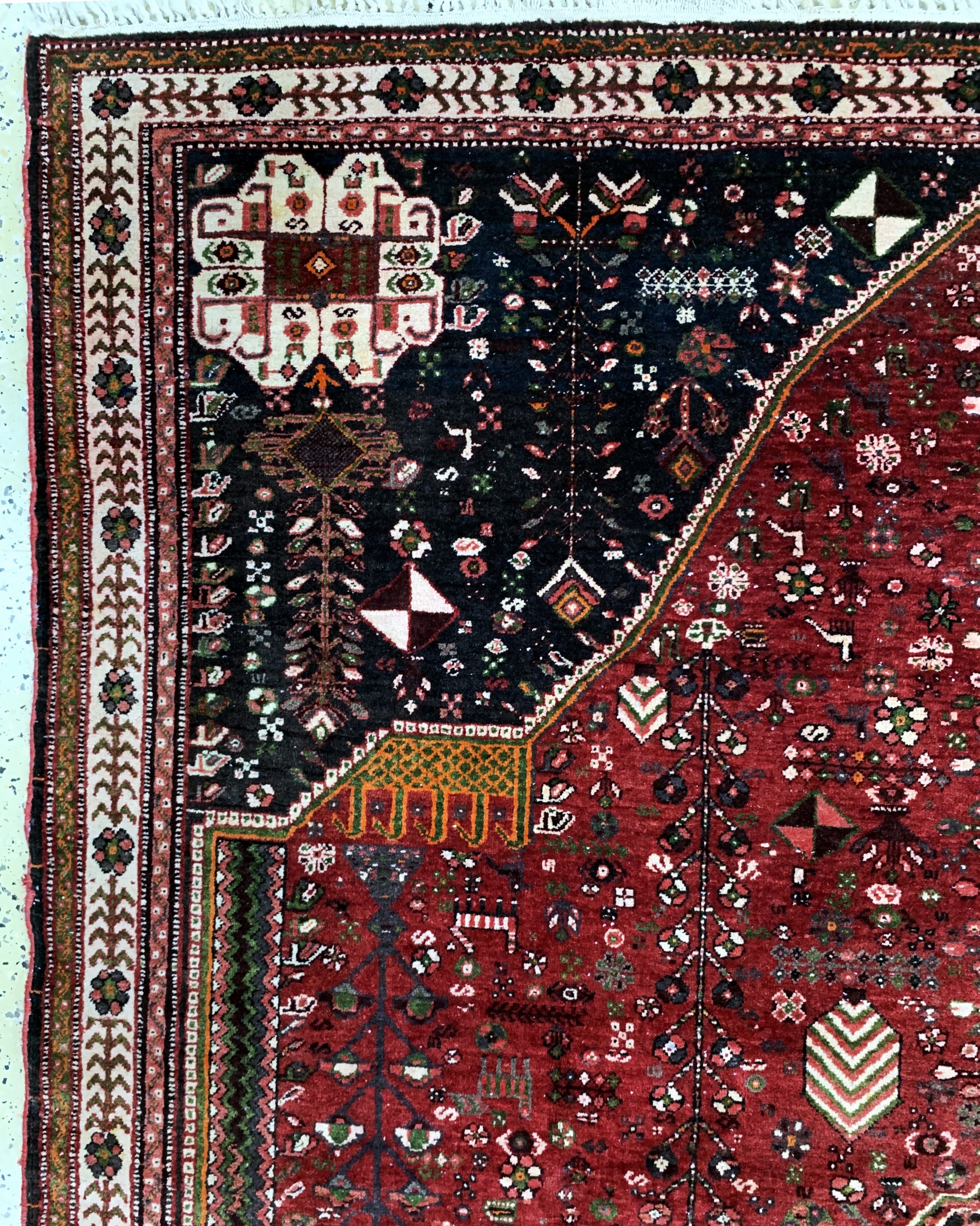 Detail d: Ghaschgai, Persien, Mitte 20.Jhd, Wolle aufBaumwolle, ca. 304 x 200 cm, EHZ: 2