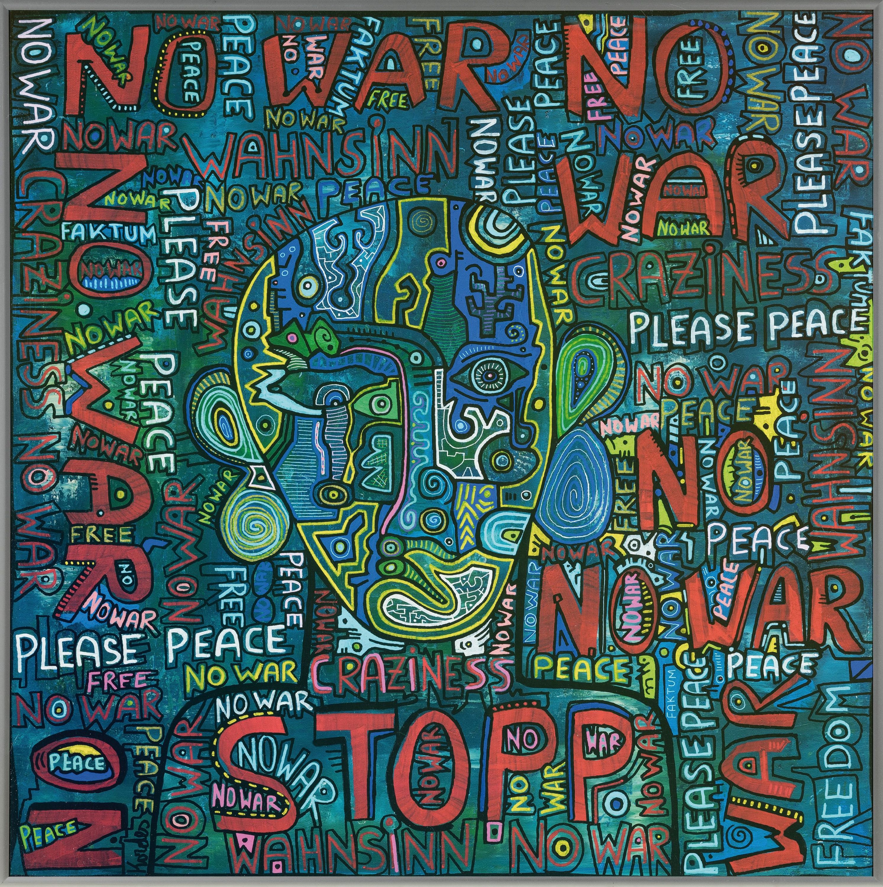 Detail k: Horst Kordes, geb. 1958, Maler in Schwalmtal am Niederrhein, Peace and Freedom, Acryl und Pigmente auf Lwd, links unten sign., ca. 52x52cm