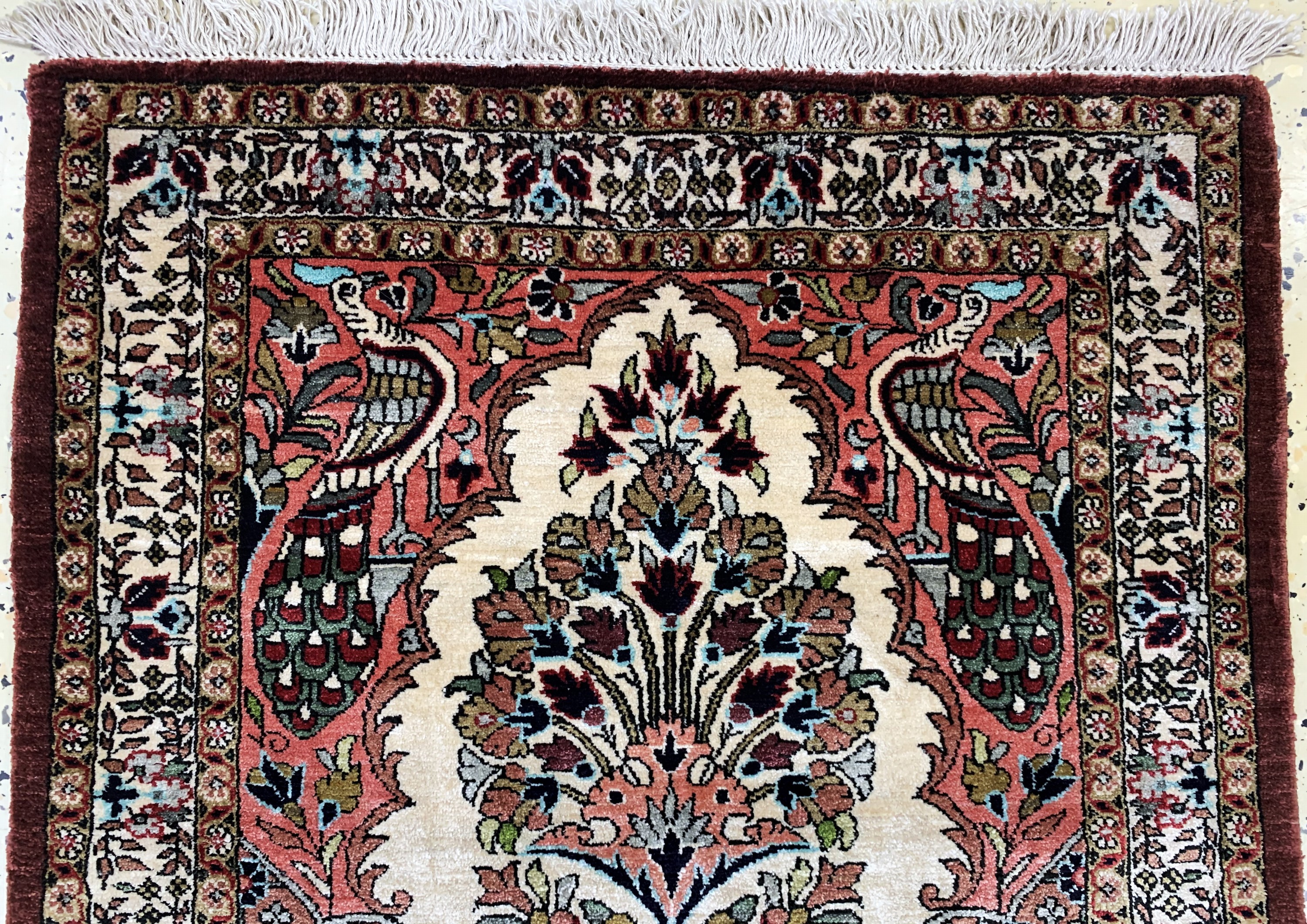 Detail a: Ghom Seide, Ägypten, Mitte 20.Jhd., reine Naturseide, ca. 80 x 60 cm, EHZ: 1-2