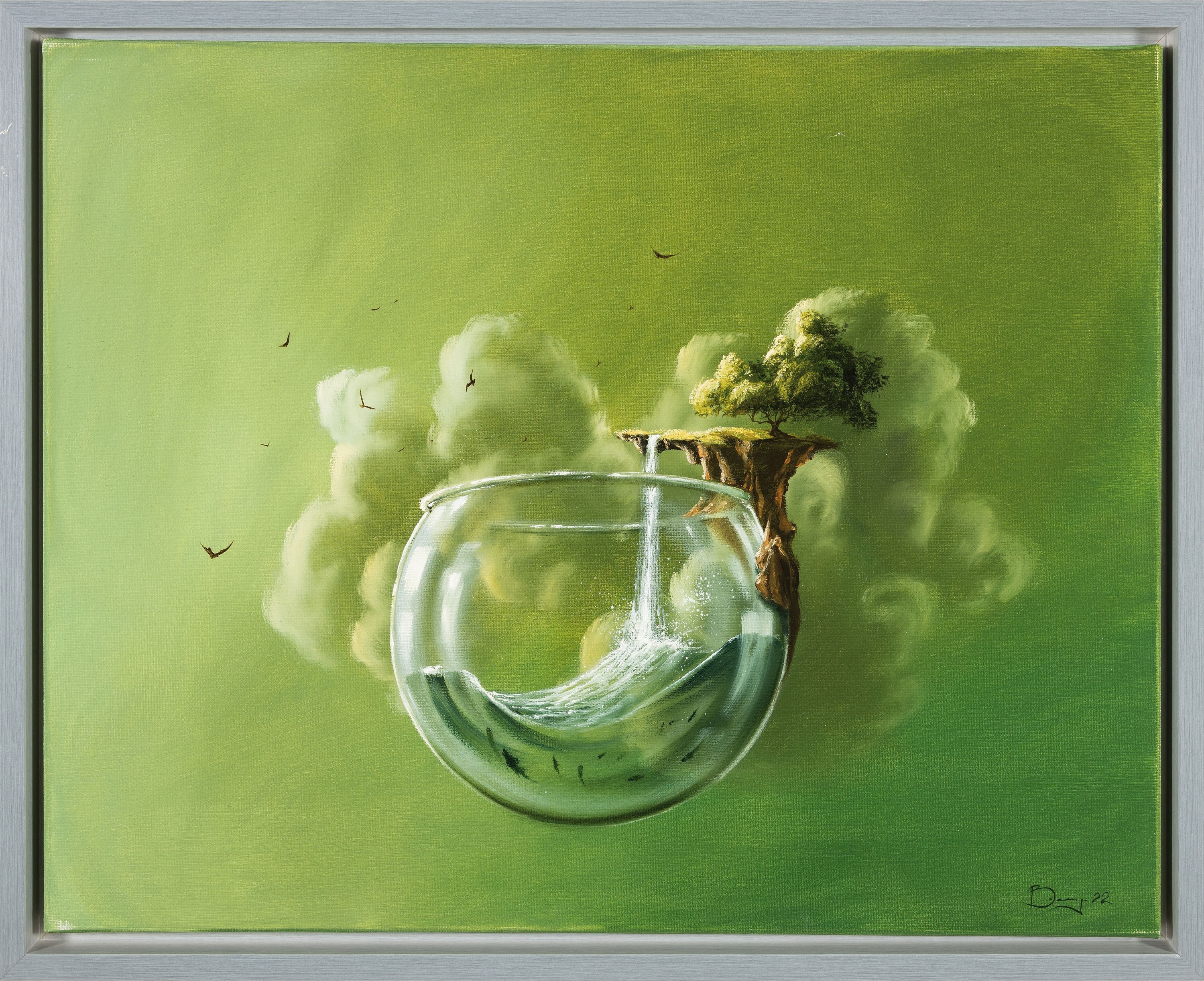 Detail k: Adam Burczyc, geb. 1982, Waterfall, Öl/Lwd, re. unten monogr. und dat. 22, ca. 40x50cm, Rahmen mit Schattenfuge ca. 43x53cm