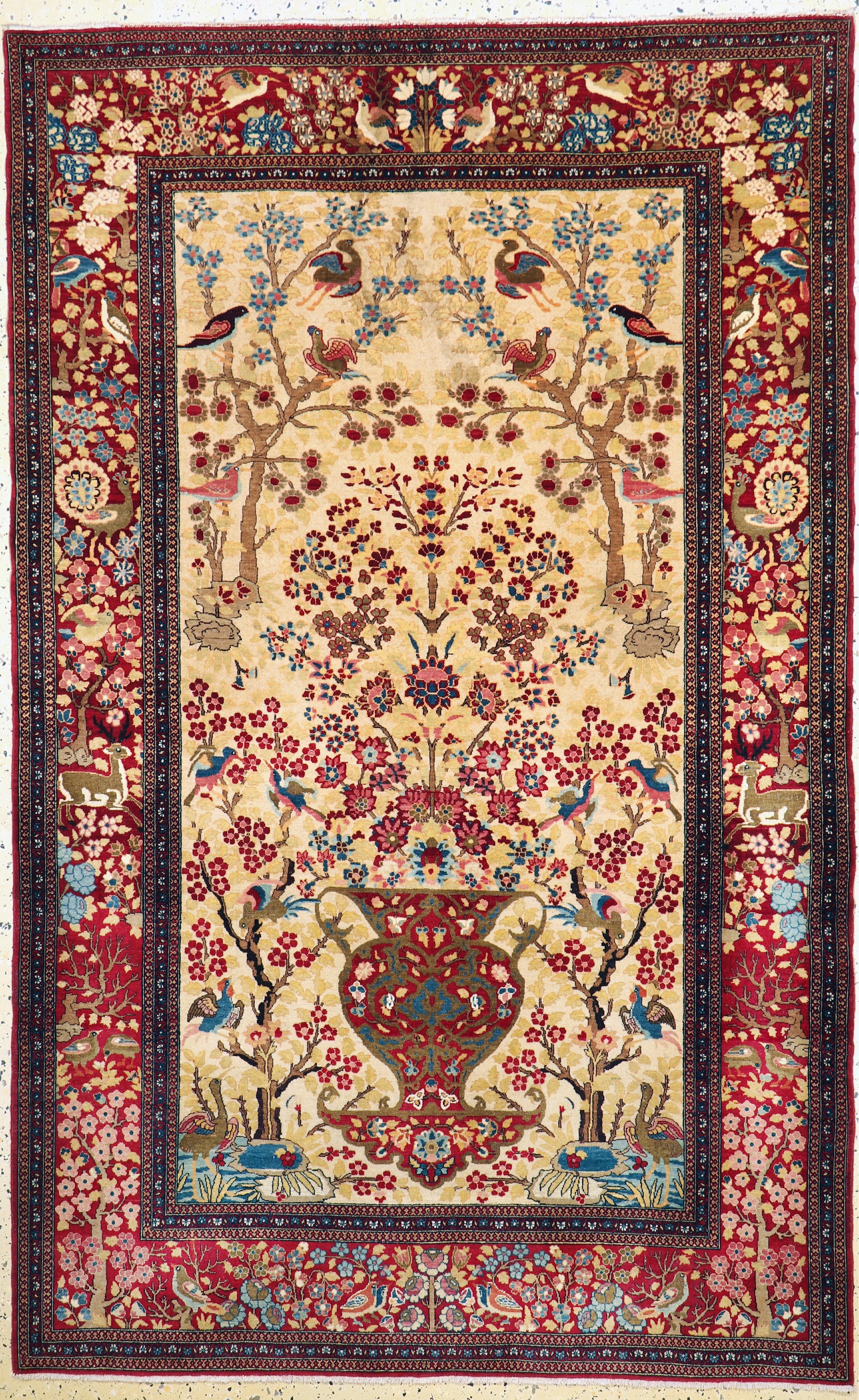 Esfahan"Ahmad"fein antik, Persien, um 1900,Korkwolle auf Baumwolle, ca. 224 x 140 cm, EHZ: 1-2, (fachkundig gereinigt)