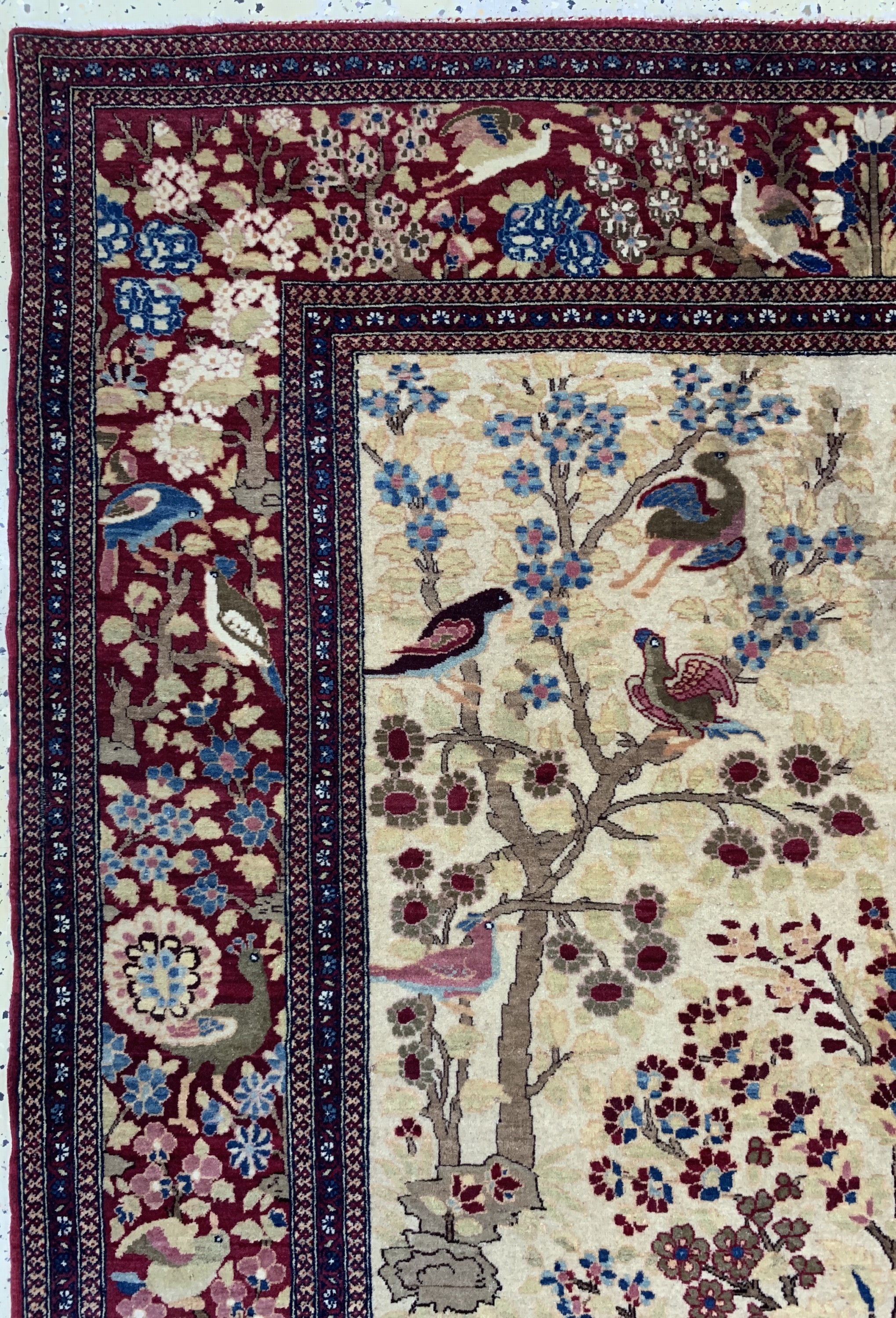 Detail d: Esfahan"Ahmad"fein antik, Persien, um 1900,Korkwolle auf Baumwolle, ca. 224 x 140 cm, EHZ: 1-2, (fachkundig gereinigt)