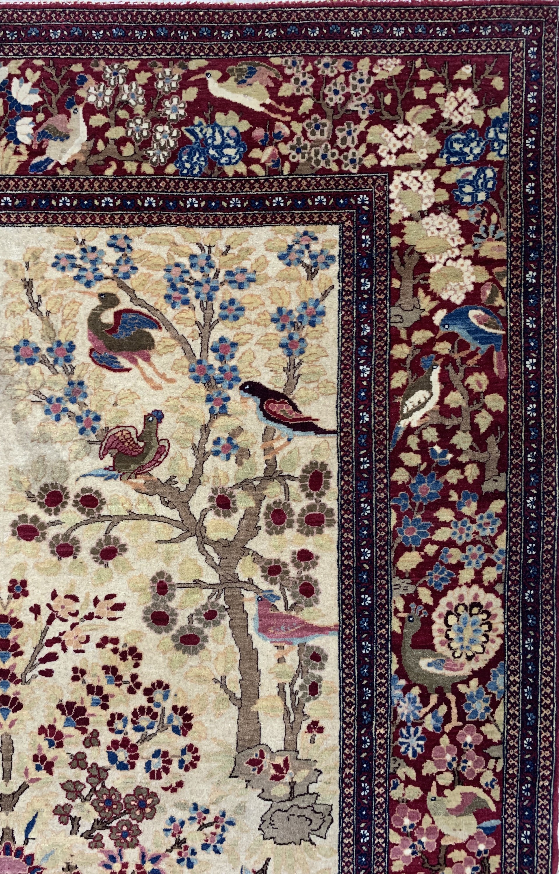 Detail e: Esfahan"Ahmad"fein antik, Persien, um 1900,Korkwolle auf Baumwolle, ca. 224 x 140 cm, EHZ: 1-2, (fachkundig gereinigt)