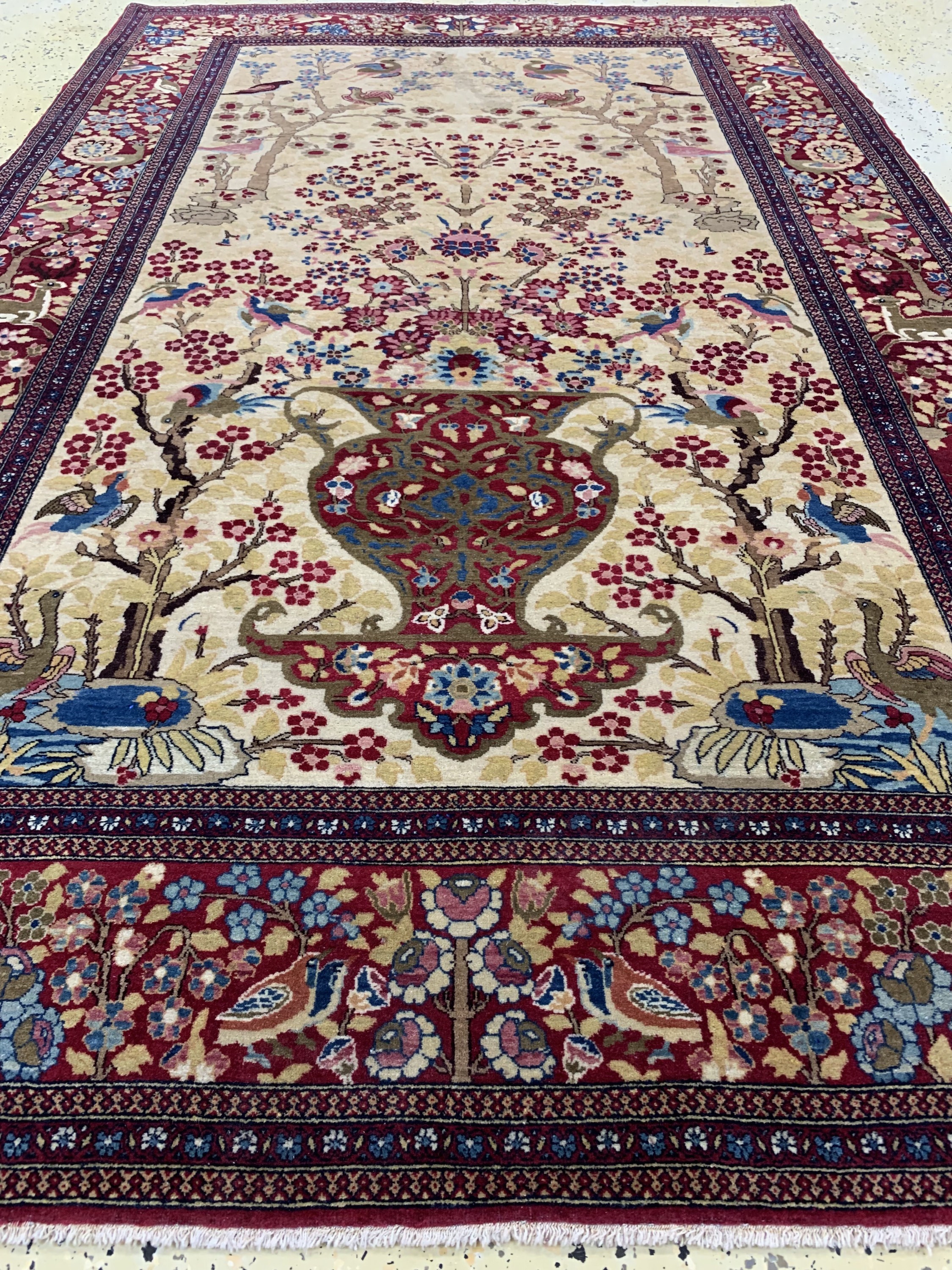 Detail f: Esfahan"Ahmad"fein antik, Persien, um 1900,Korkwolle auf Baumwolle, ca. 224 x 140 cm, EHZ: 1-2, (fachkundig gereinigt)
