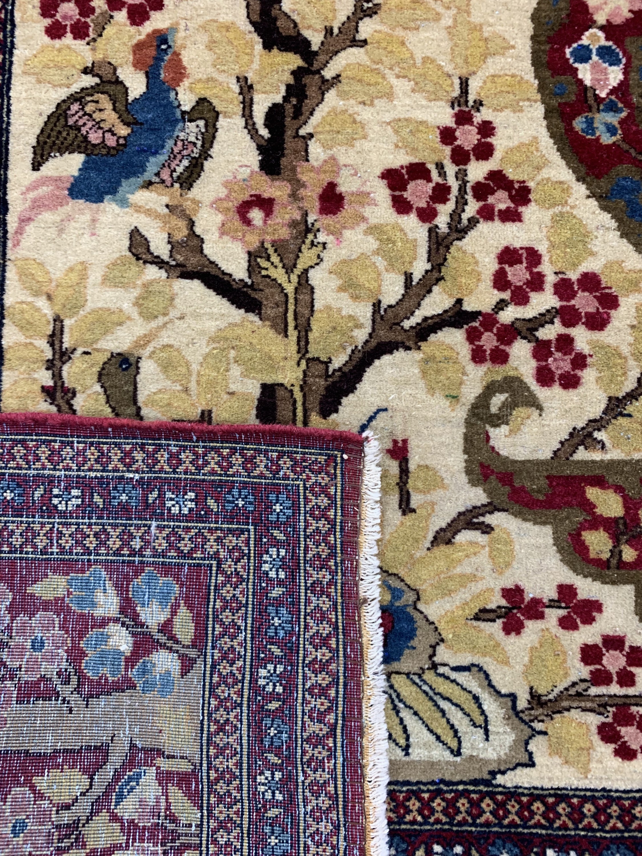 Detail g: Esfahan"Ahmad"fein antik, Persien, um 1900,Korkwolle auf Baumwolle, ca. 224 x 140 cm, EHZ: 1-2, (fachkundig gereinigt)