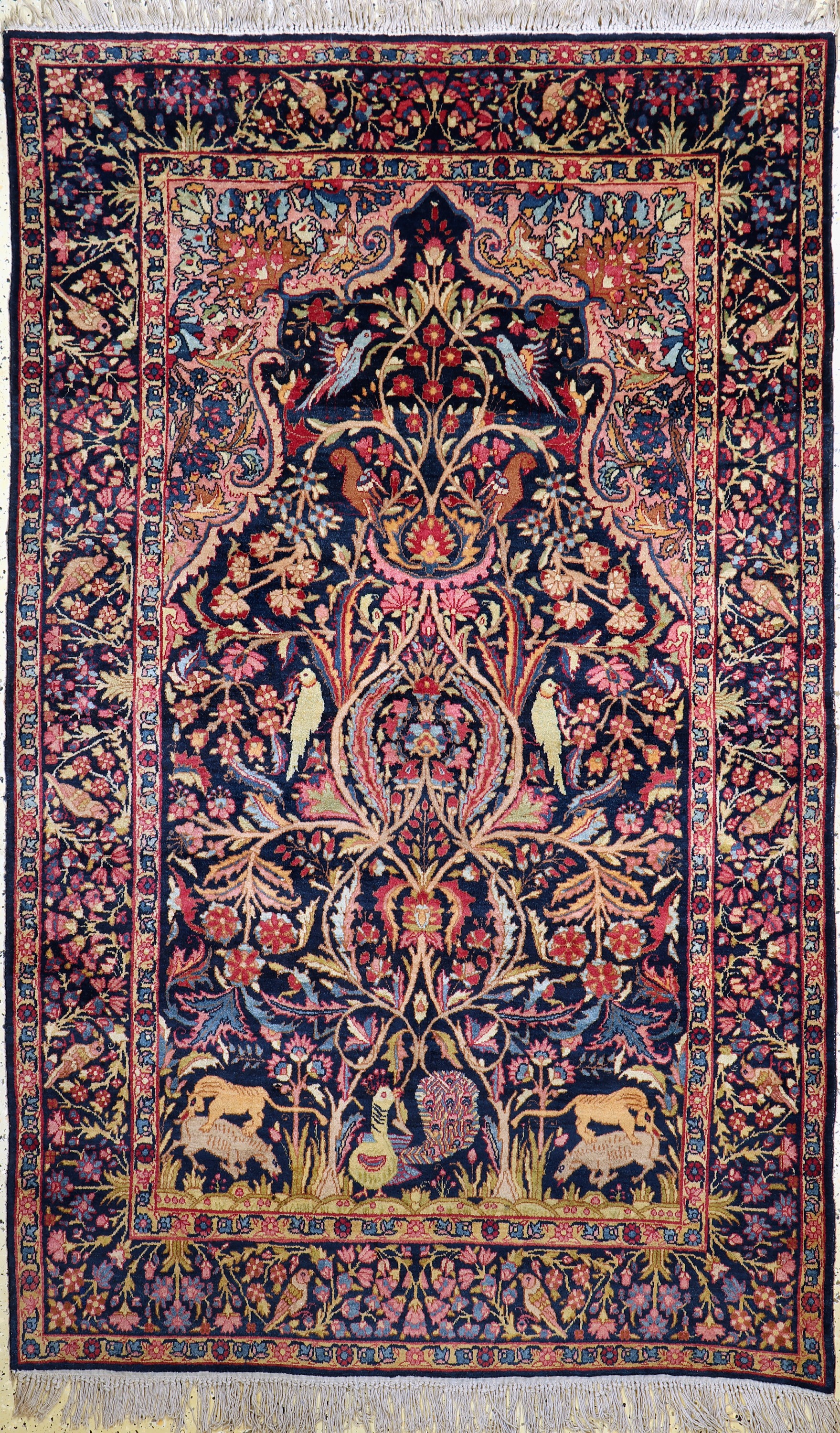 Antiker Kerman, Persien, um 1900, Wolle aufBaumwolle, ca. 220 x 137 cm, EHZ: 1-2, (fachkundig gereinigt)