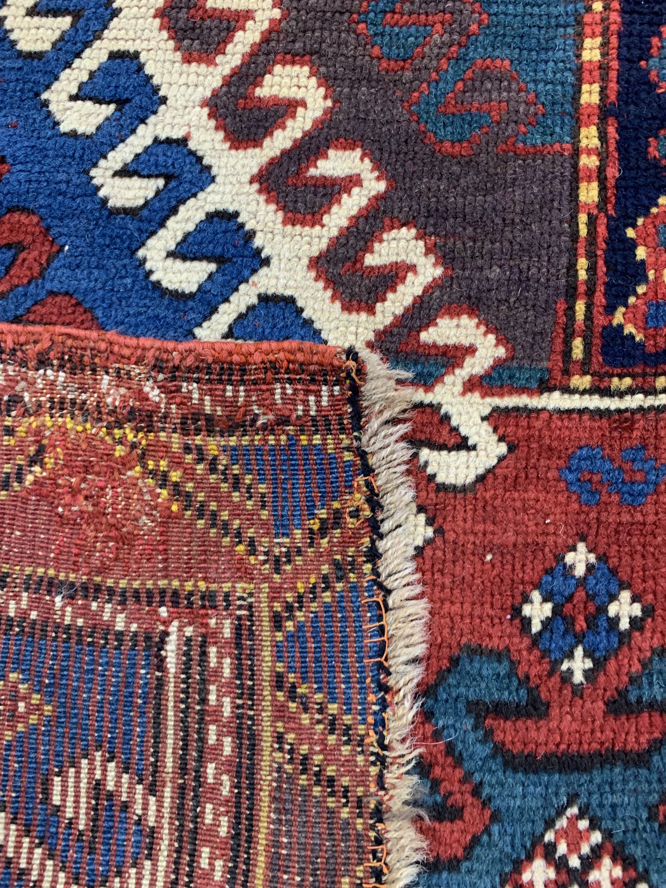 Detail g: Antiker"Bordjalou"Kazak, Kaukasus, Mitte 19.Jhd, Wolle auf Wolle, ca. 202 x 146 cm, EHZ: 2-3