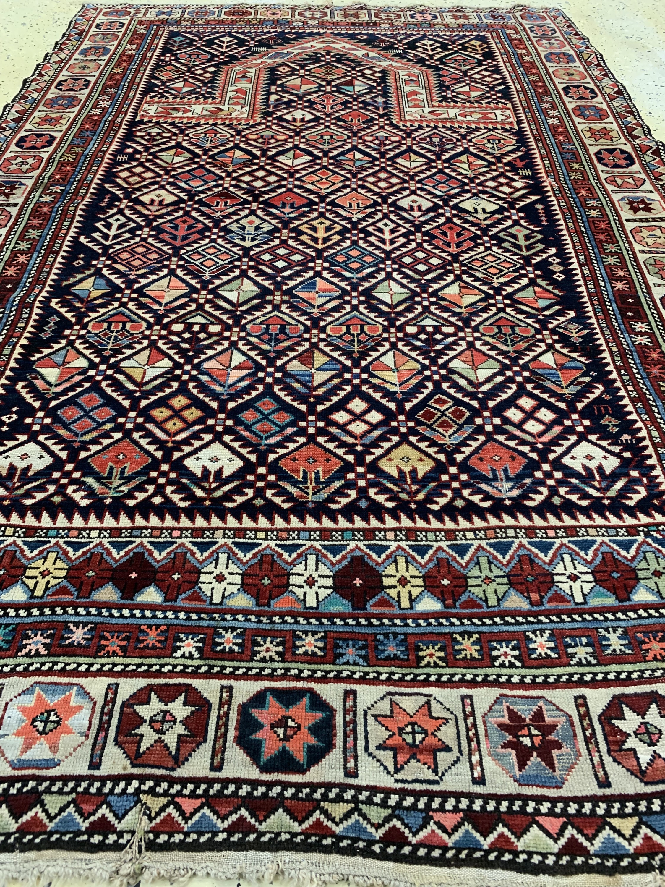 Detail f: Schirwan"Gebetsteppich"antik, Kaukasus, 19.Jhd, Wolle auf Wolle, ca. 210 x 140 cm, EHZ: 2-3