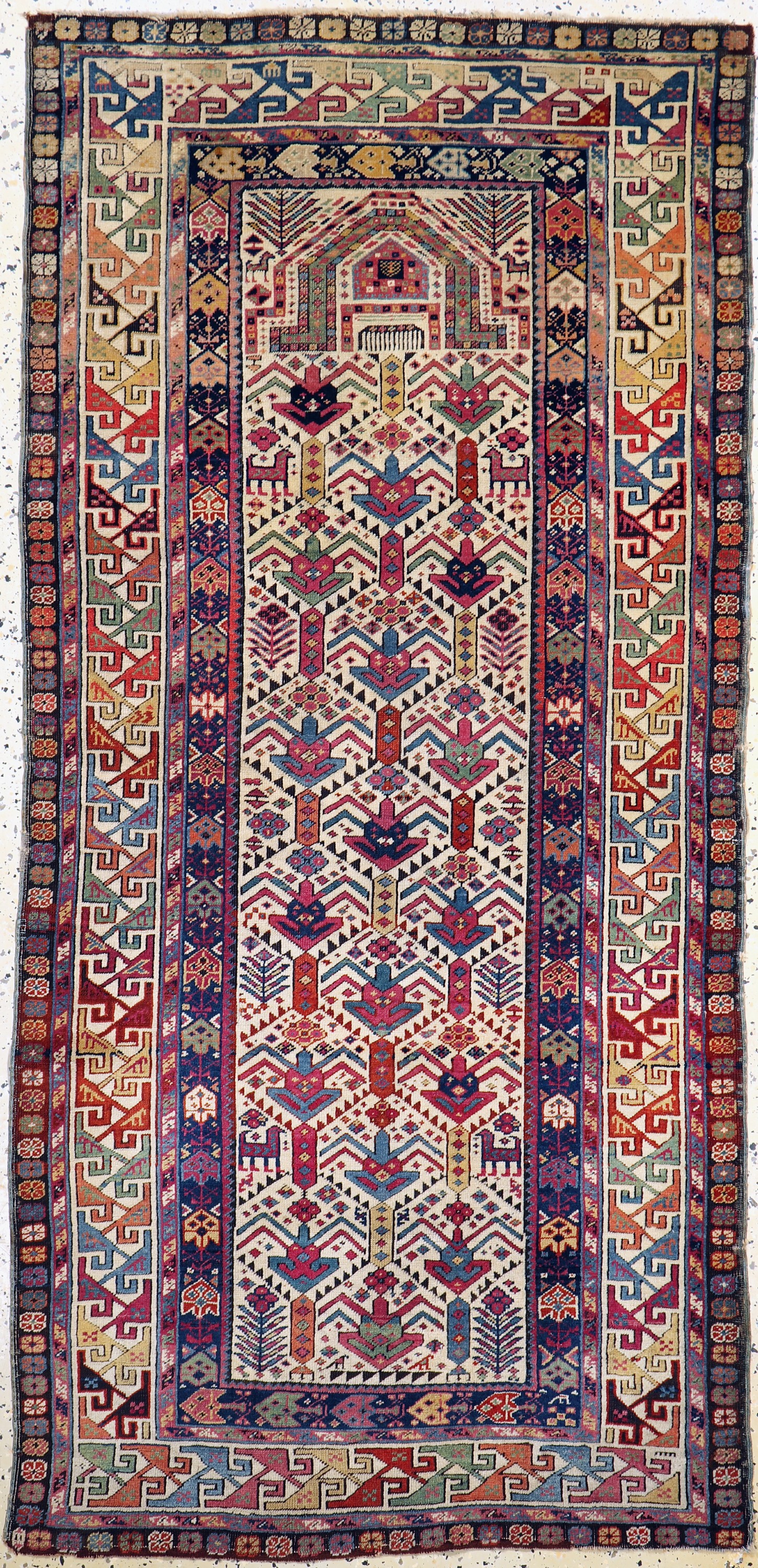 Antiker"Akstafa"Kazak, Kaukasus, 19.Jhd, Wolle auf Wolle, ca. 191 x 90 cm, EHZ: 2-3