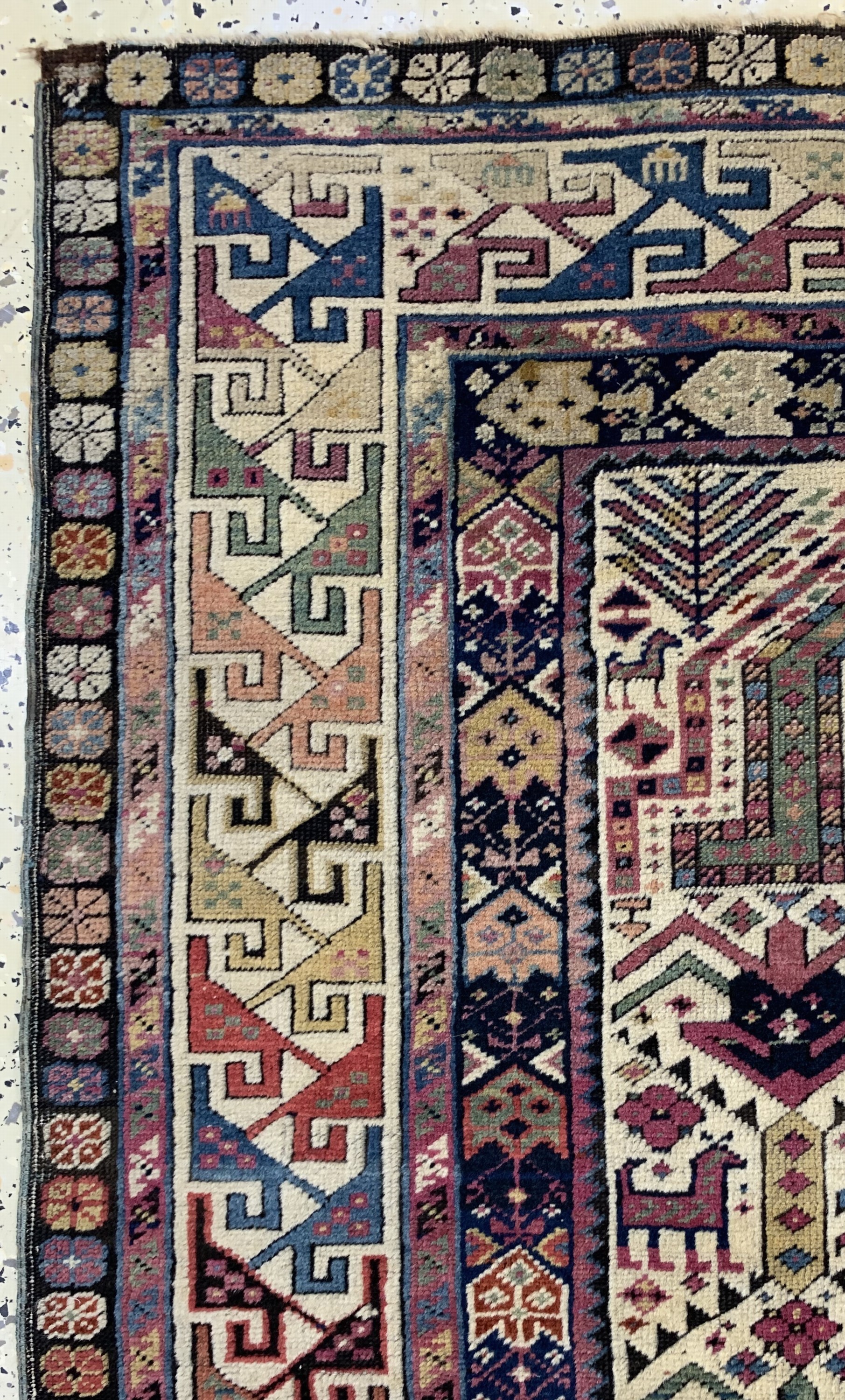 Detail e: Antiker"Akstafa"Kazak, Kaukasus, 19.Jhd, Wolle auf Wolle, ca. 191 x 90 cm, EHZ: 2-3