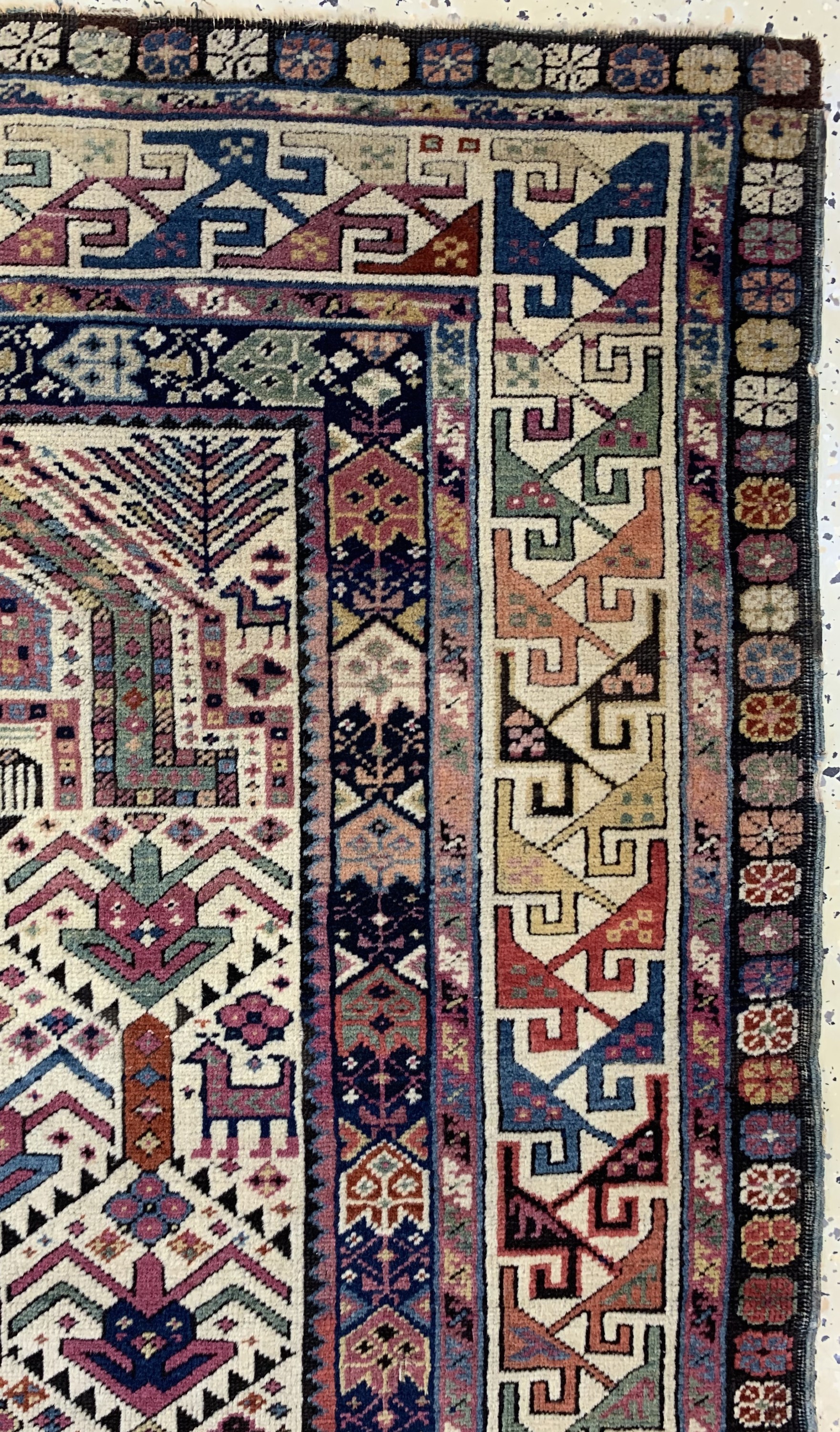 Detail f: Antiker"Akstafa"Kazak, Kaukasus, 19.Jhd, Wolle auf Wolle, ca. 191 x 90 cm, EHZ: 2-3