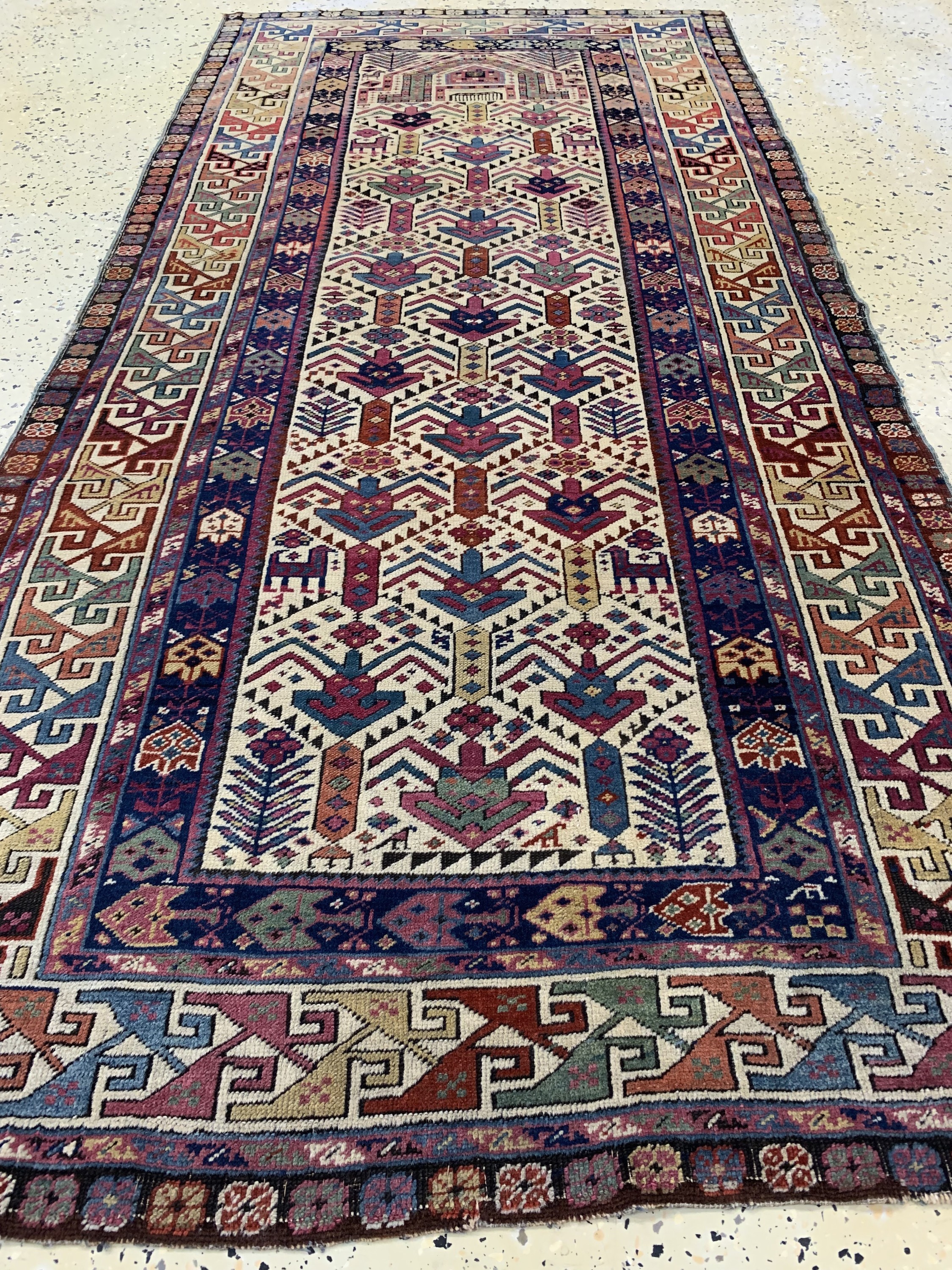 Detail g: Antiker"Akstafa"Kazak, Kaukasus, 19.Jhd, Wolle auf Wolle, ca. 191 x 90 cm, EHZ: 2-3