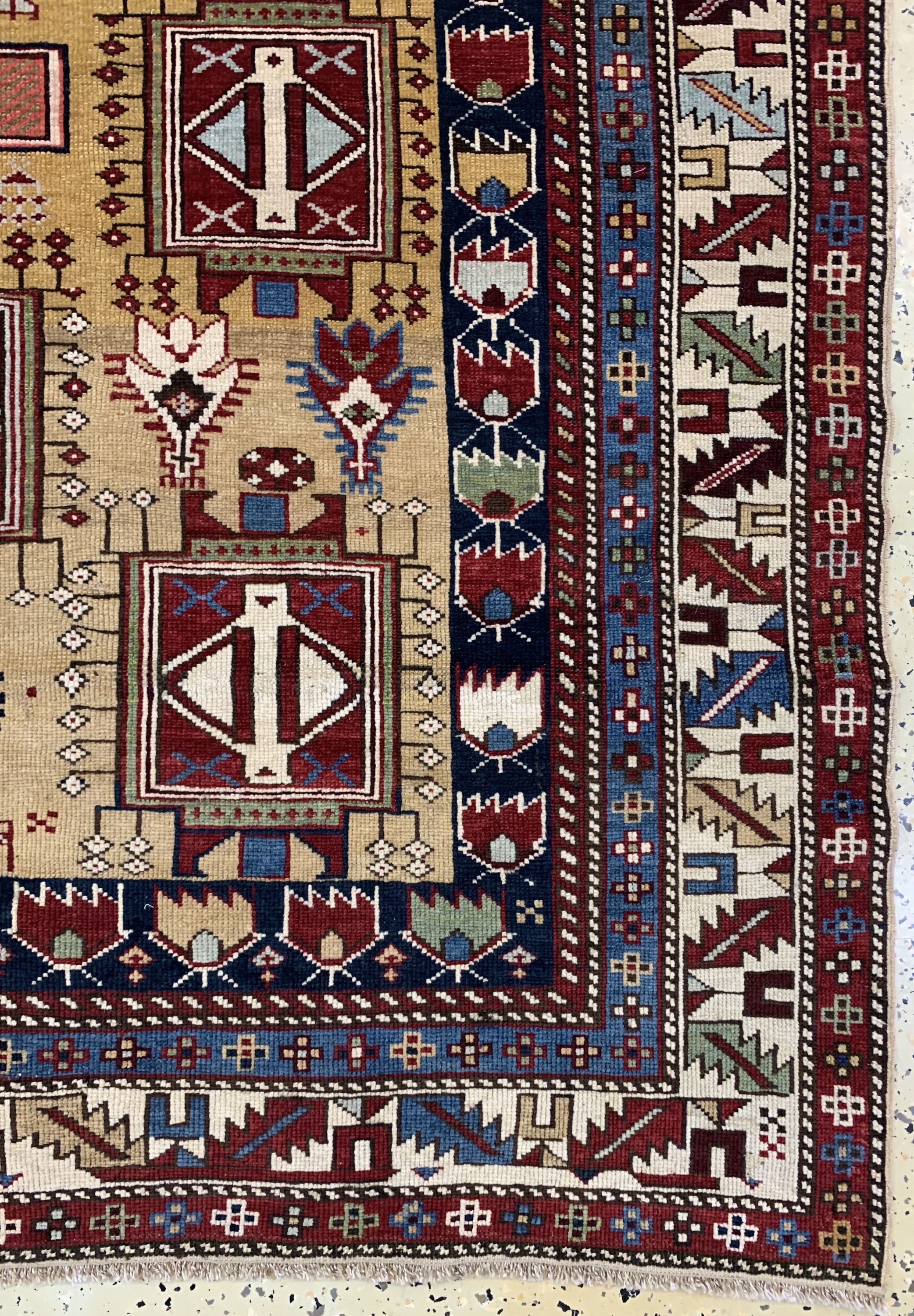 Detail a: Antiker"Schirwan"Kazak, Kaukasus, 19.Jhd, Wolle auf Wolle, ca. 155 x 134 cm, EHZ: 2