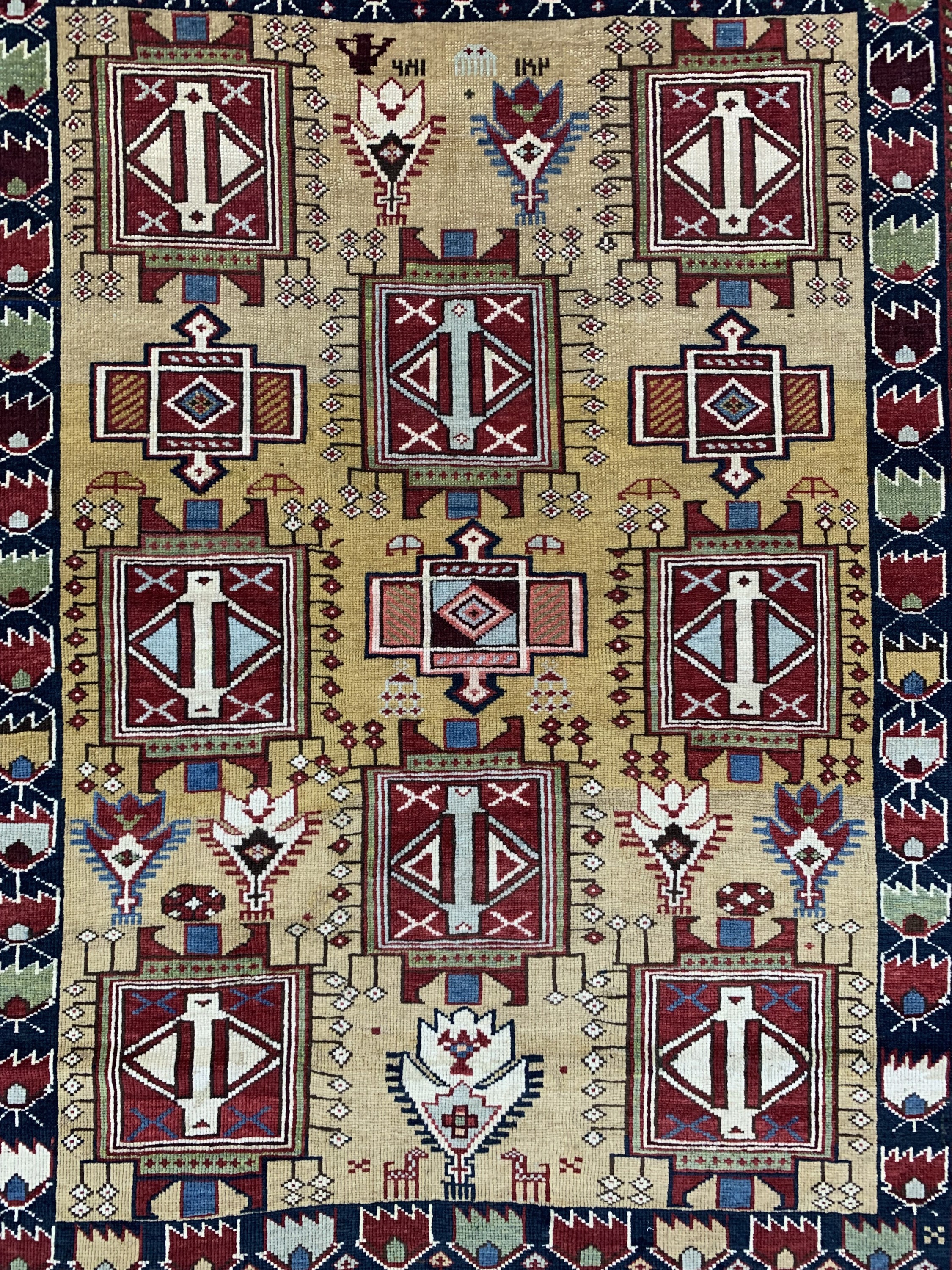 Detail c: Antiker"Schirwan"Kazak, Kaukasus, 19.Jhd, Wolle auf Wolle, ca. 155 x 134 cm, EHZ: 2