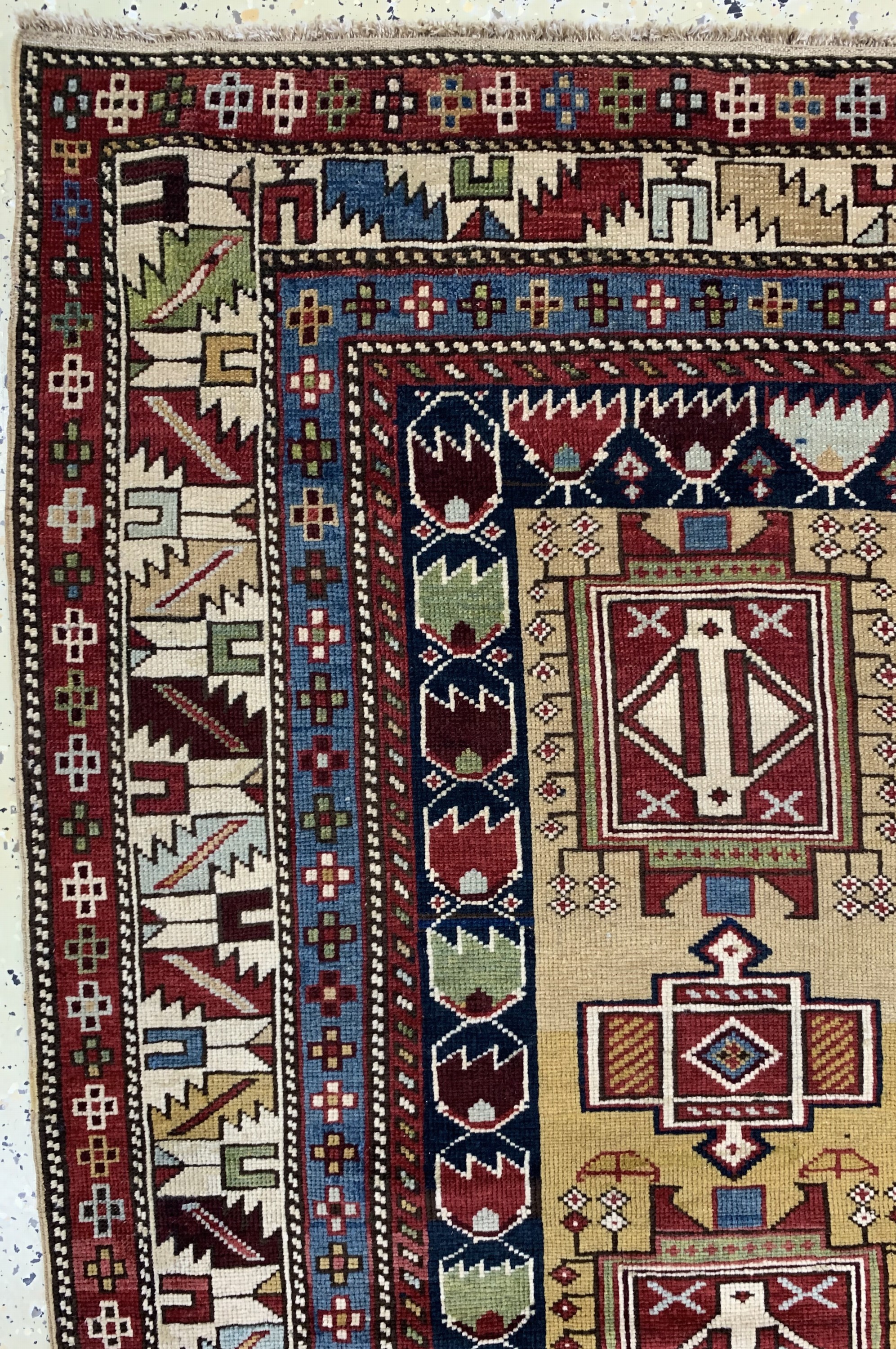 Detail d: Antiker"Schirwan"Kazak, Kaukasus, 19.Jhd, Wolle auf Wolle, ca. 155 x 134 cm, EHZ: 2