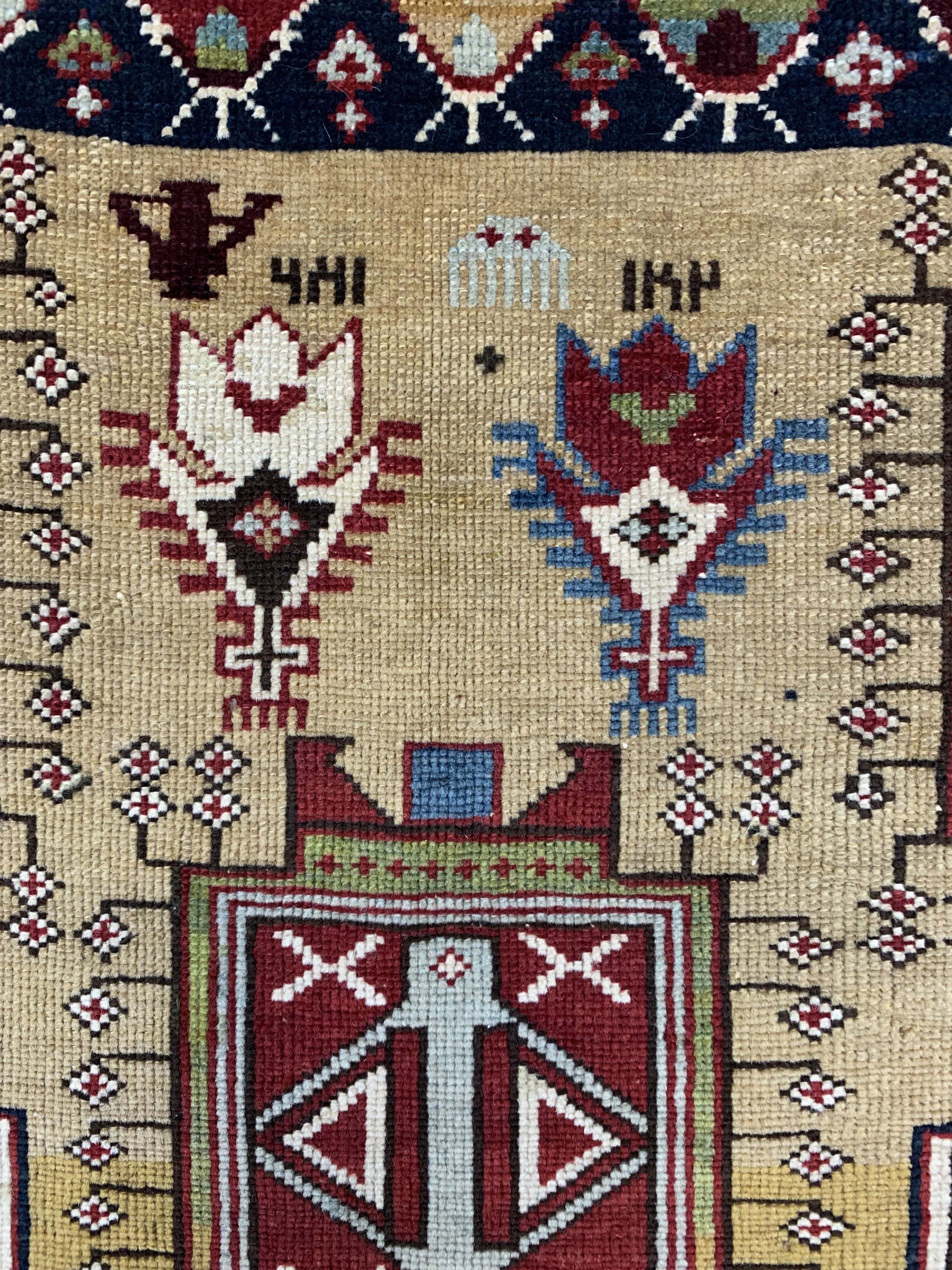 Detail f: Antiker"Schirwan"Kazak, Kaukasus, 19.Jhd, Wolle auf Wolle, ca. 155 x 134 cm, EHZ: 2