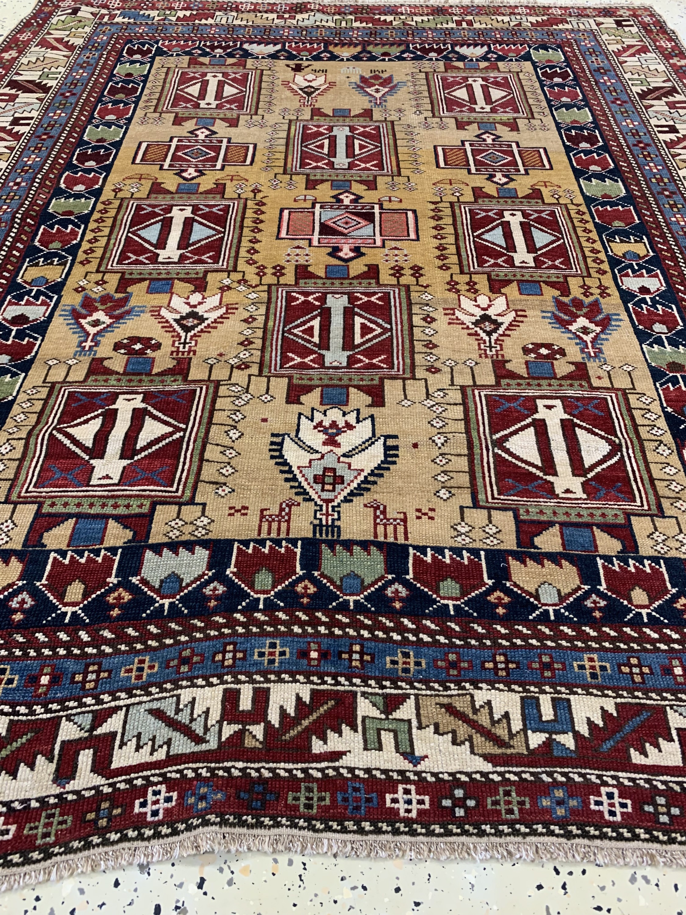 Detail g: Antiker"Schirwan"Kazak, Kaukasus, 19.Jhd, Wolle auf Wolle, ca. 155 x 134 cm, EHZ: 2