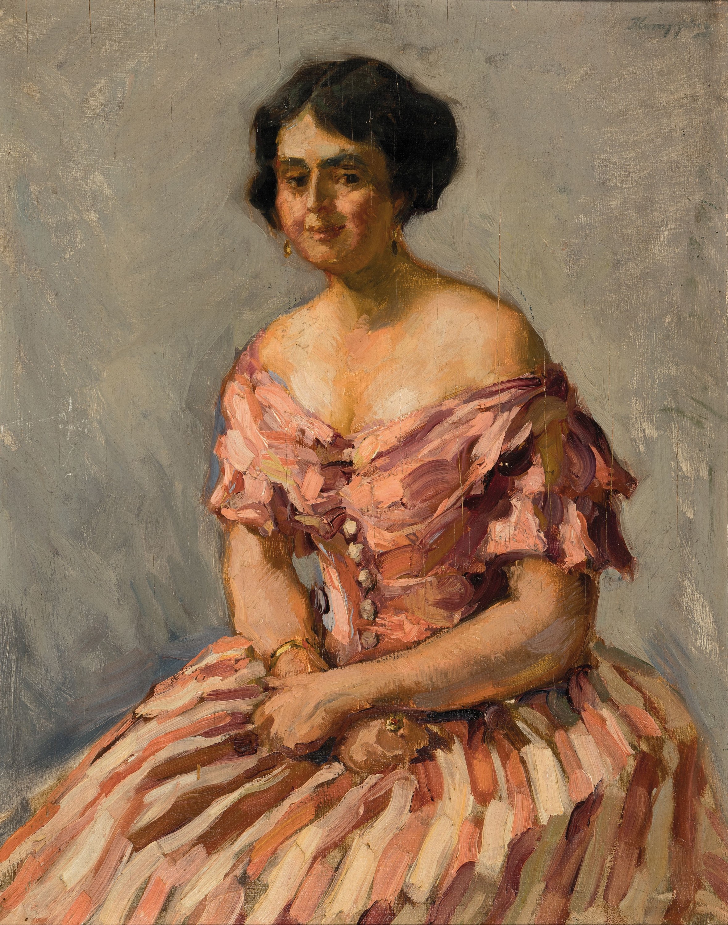 Wilhelm Hempfing, 1886 Schönau-1948 Karlsruhe, Dreiviertelporträt einer jungen Frau, Öl/ Holz, rechts oben signiert, ca. 49x39cm, R. ca. 58x48cm