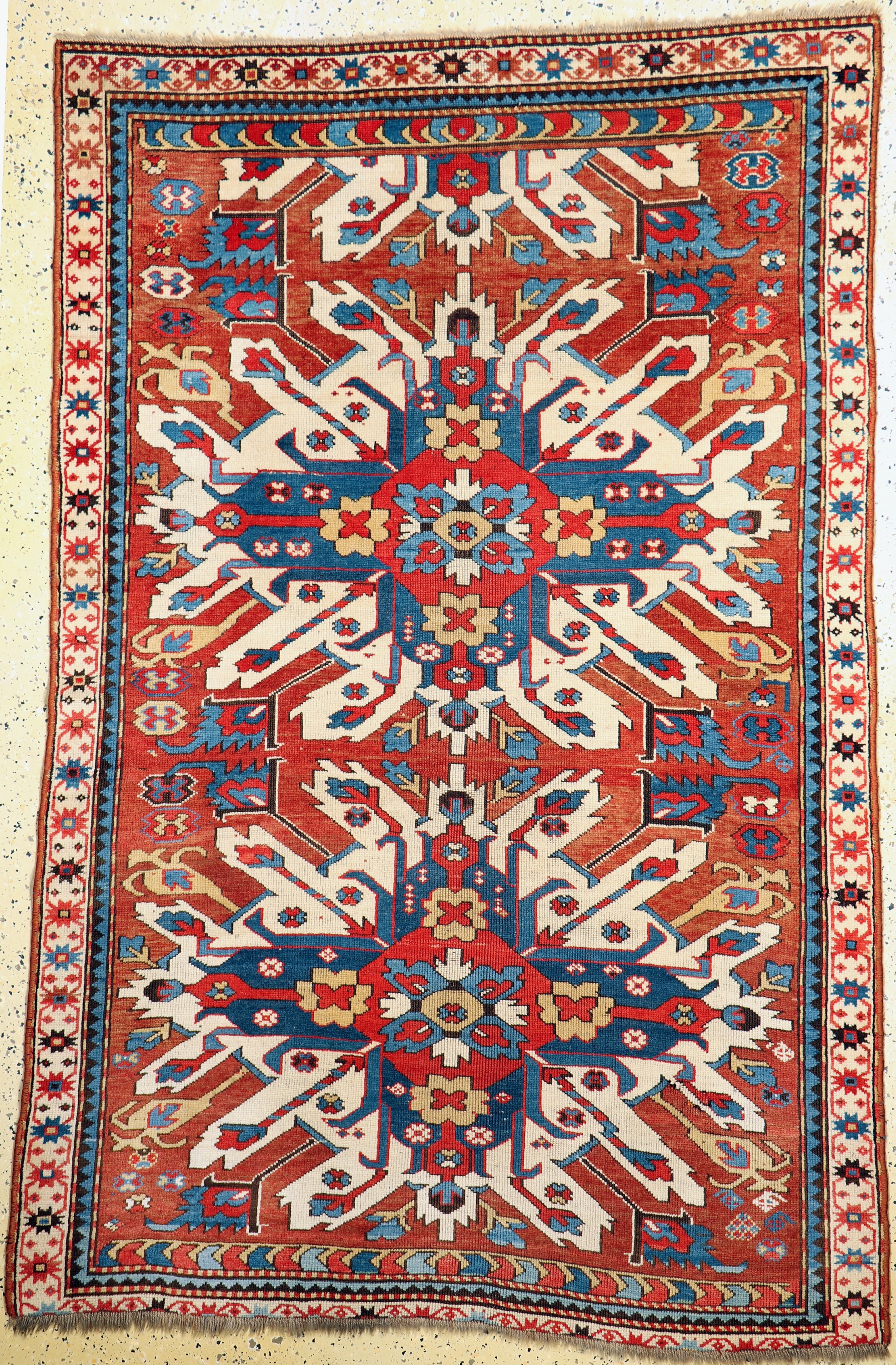 Tschelaberd"Adler-Kazak"antik, Kaukasus, 19.Jhd, Wolle auf Wolle, ca. 220 x 150 cm, EHZ: 3