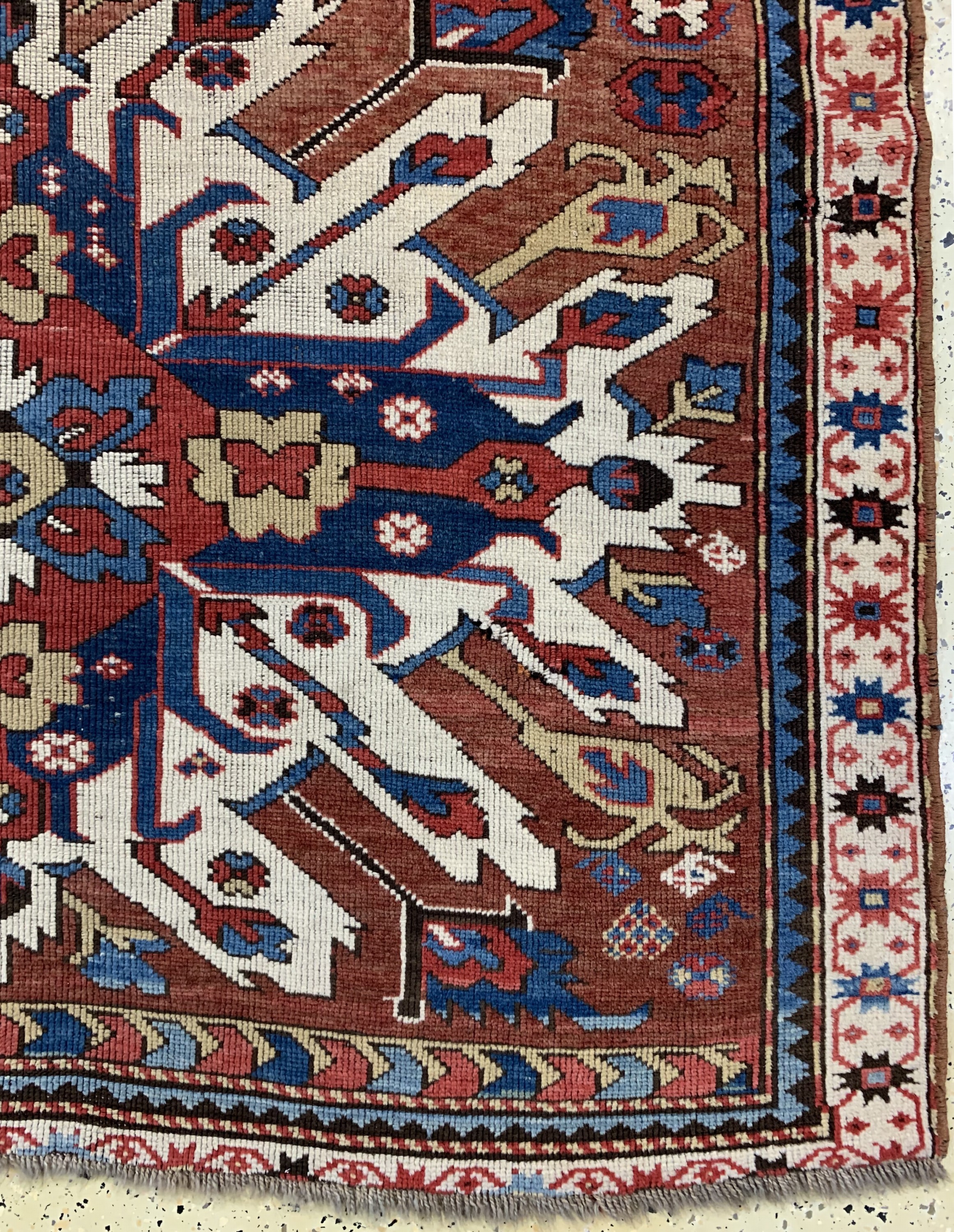 Detail a: Tschelaberd"Adler-Kazak"antik, Kaukasus, 19.Jhd, Wolle auf Wolle, ca. 220 x 150 cm, EHZ: 3