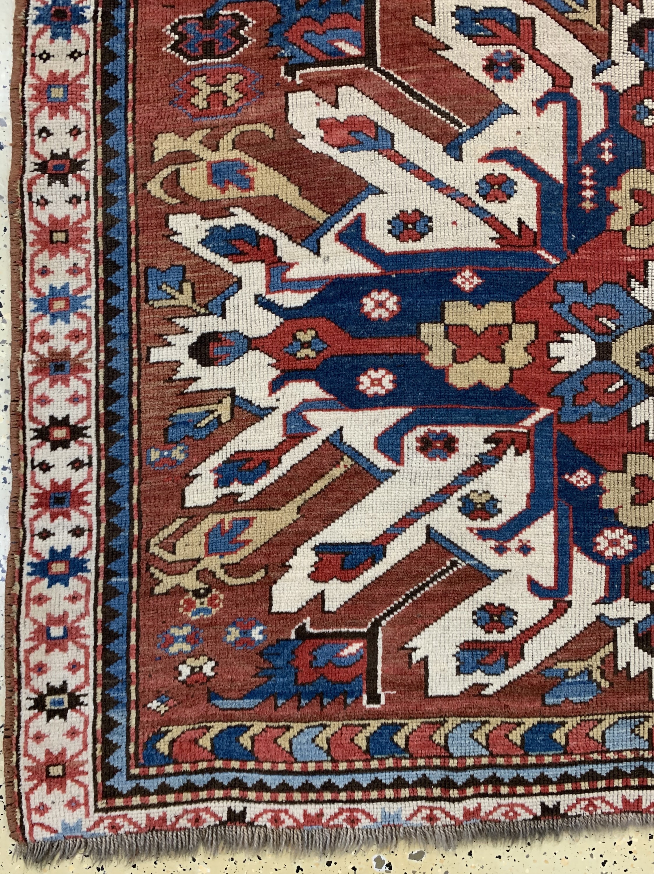 Detail b: Tschelaberd"Adler-Kazak"antik, Kaukasus, 19.Jhd, Wolle auf Wolle, ca. 220 x 150 cm, EHZ: 3