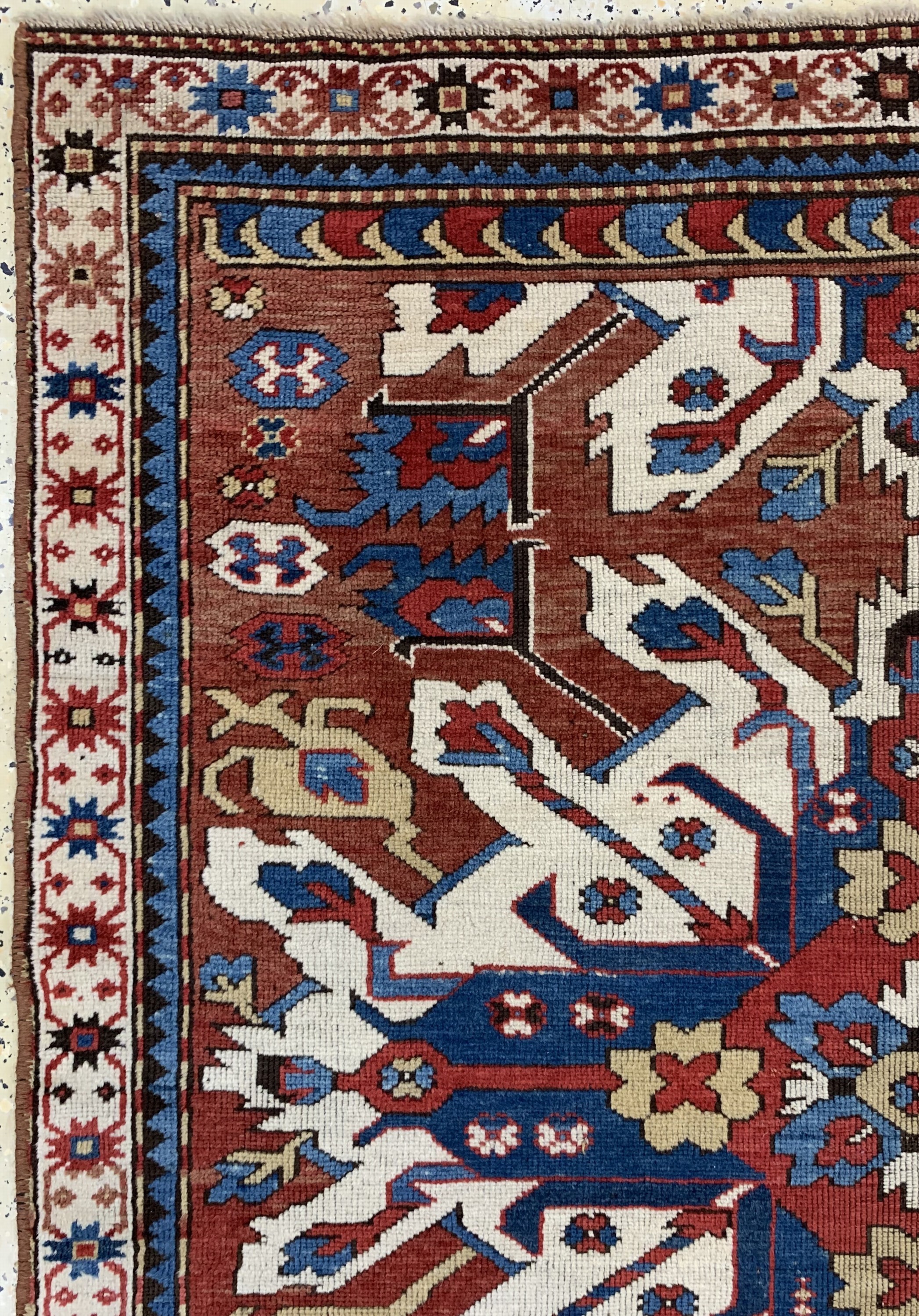 Detail d: Tschelaberd"Adler-Kazak"antik, Kaukasus, 19.Jhd, Wolle auf Wolle, ca. 220 x 150 cm, EHZ: 3