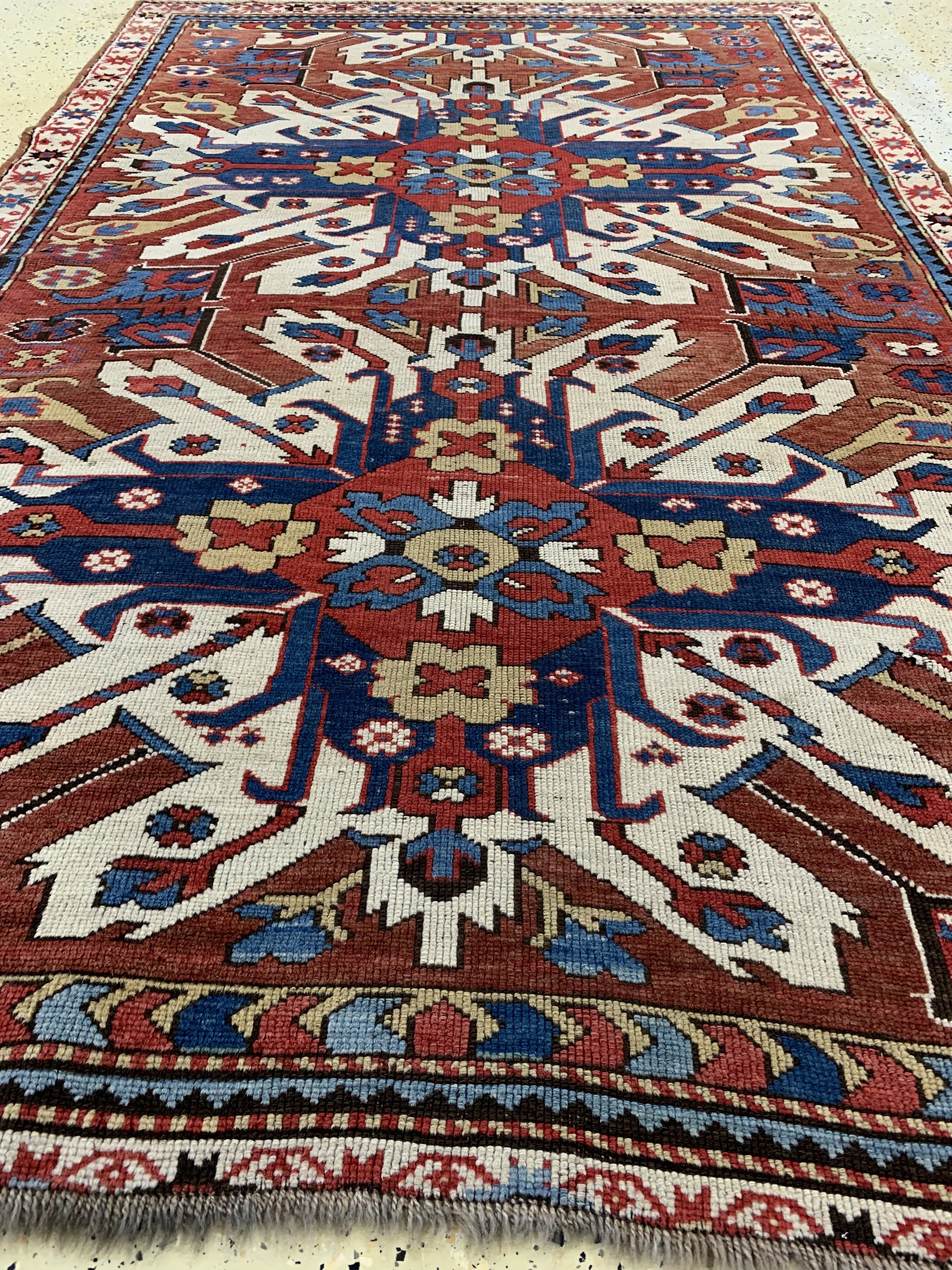 Detail f: Tschelaberd"Adler-Kazak"antik, Kaukasus, 19.Jhd, Wolle auf Wolle, ca. 220 x 150 cm, EHZ: 3