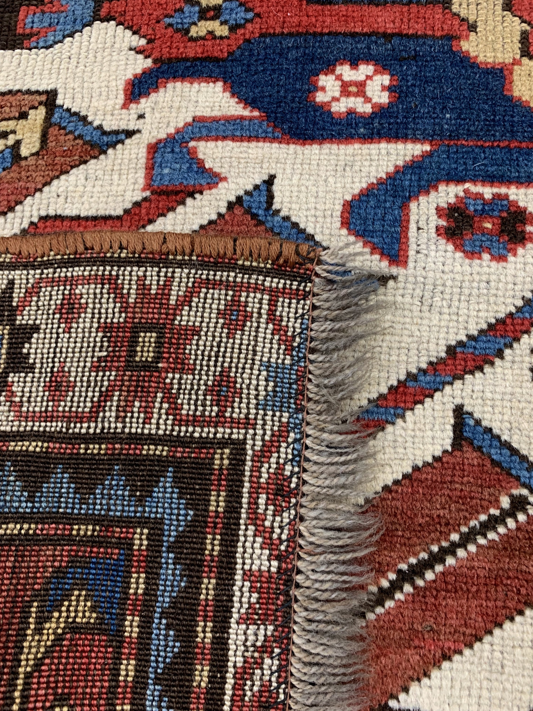Detail g: Tschelaberd"Adler-Kazak"antik, Kaukasus, 19.Jhd, Wolle auf Wolle, ca. 220 x 150 cm, EHZ: 3