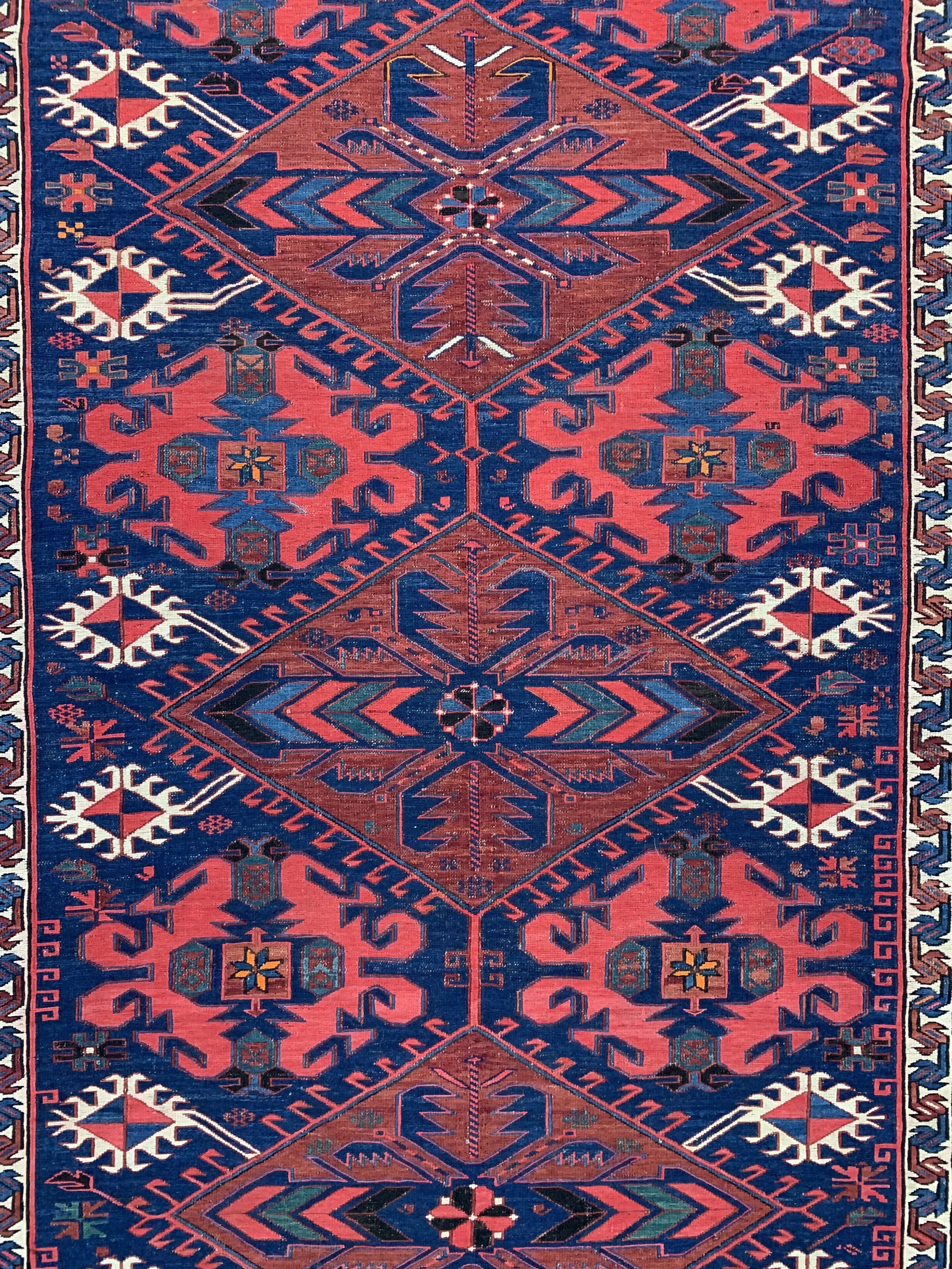 Detail c: Antiker Sumakh, Kaukasus, um 1900, Wolle auf Wolle, ca. 380 x 169 cm, EHZ: 1-2