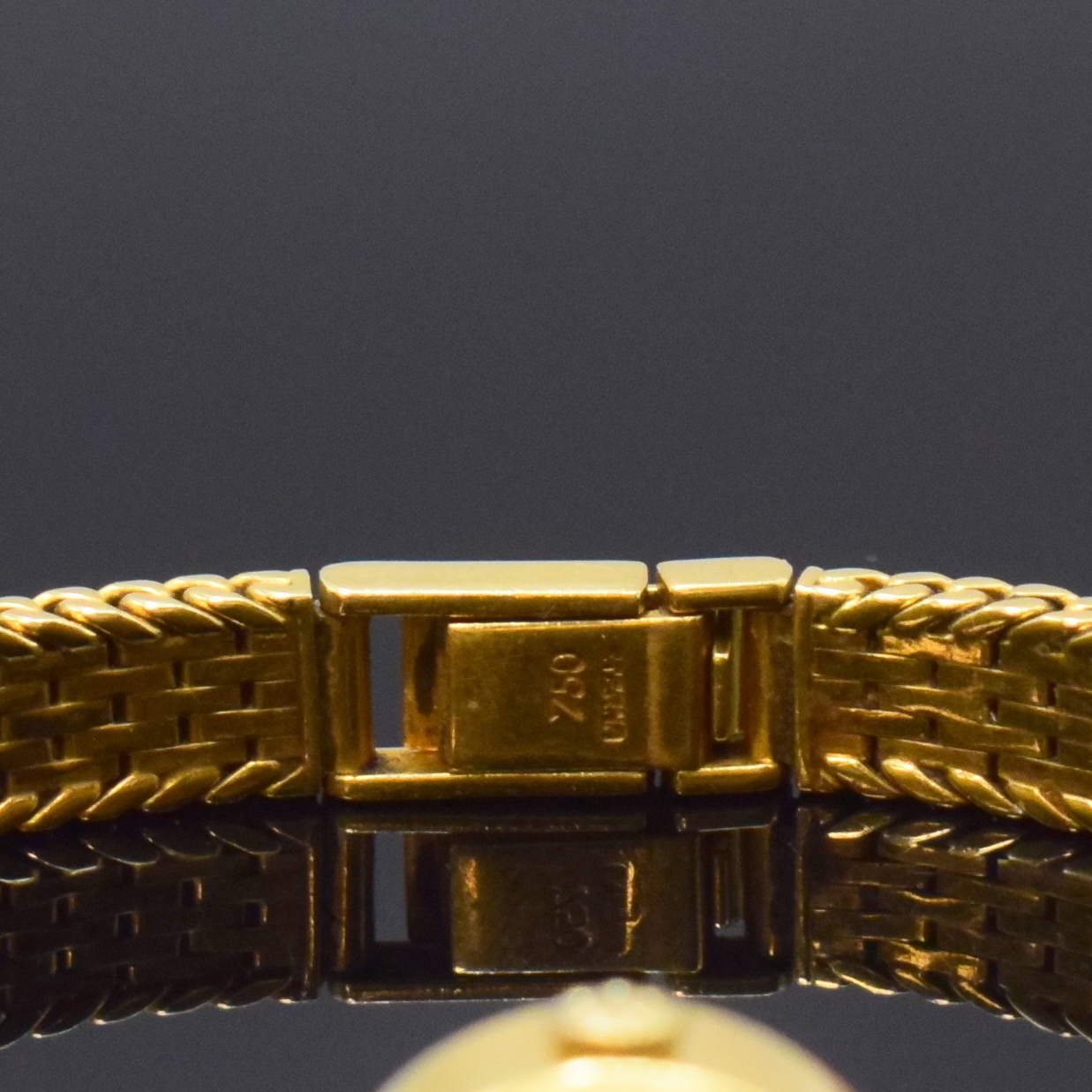 Detail b: ETERNA Golden Heart seltene Damenarmbanduhr in GG 750/000, Schweiz um 1955, Automatik, 2-tlg. Geh., Boden aufgedr., anges. orig. Gliederband m. ...