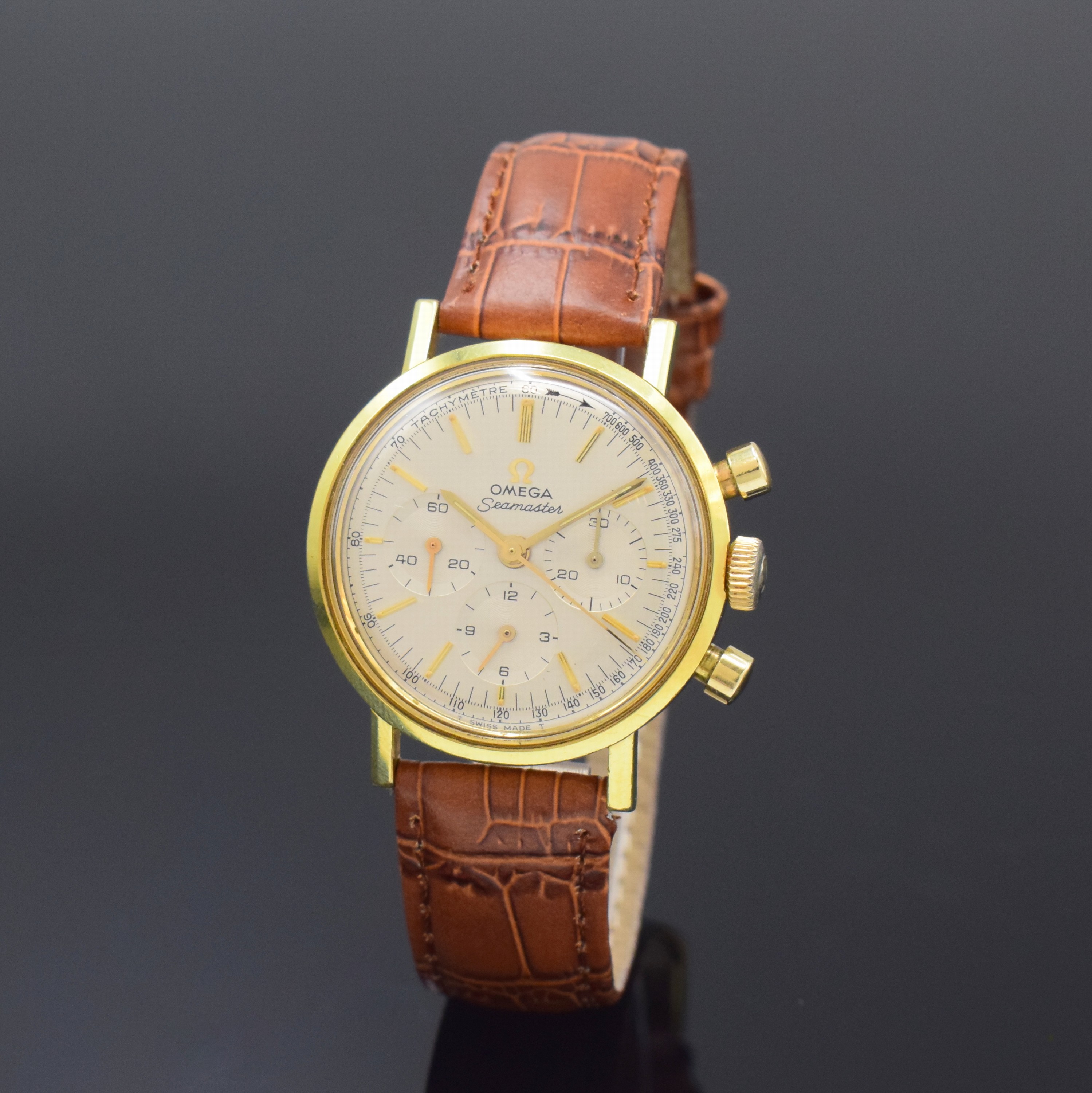 OMEGA Seamaster Referenz 105.005-65 Schaltradchronograph Kaliber 321, Schweiz um 1967, Handaufzug, verg. Gehäuse m. verschr. Stahlboden, orig. Glas ...