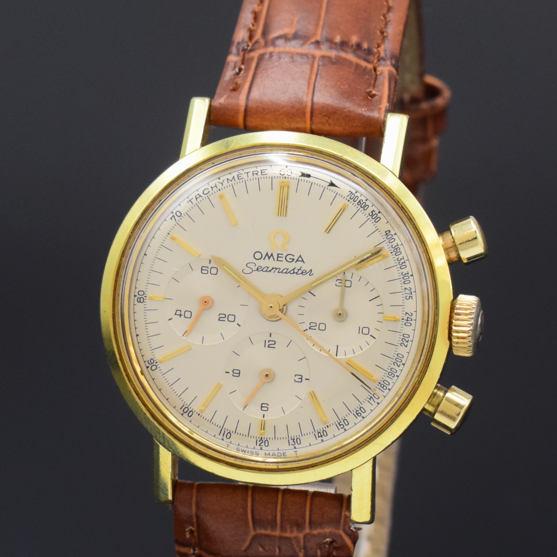 Detail a: OMEGA Seamaster Referenz 105.005-65 Schaltradchronograph Kaliber 321, Schweiz um 1967, Handaufzug, verg. Gehäuse m. verschr. Stahlboden, orig. Glas ...