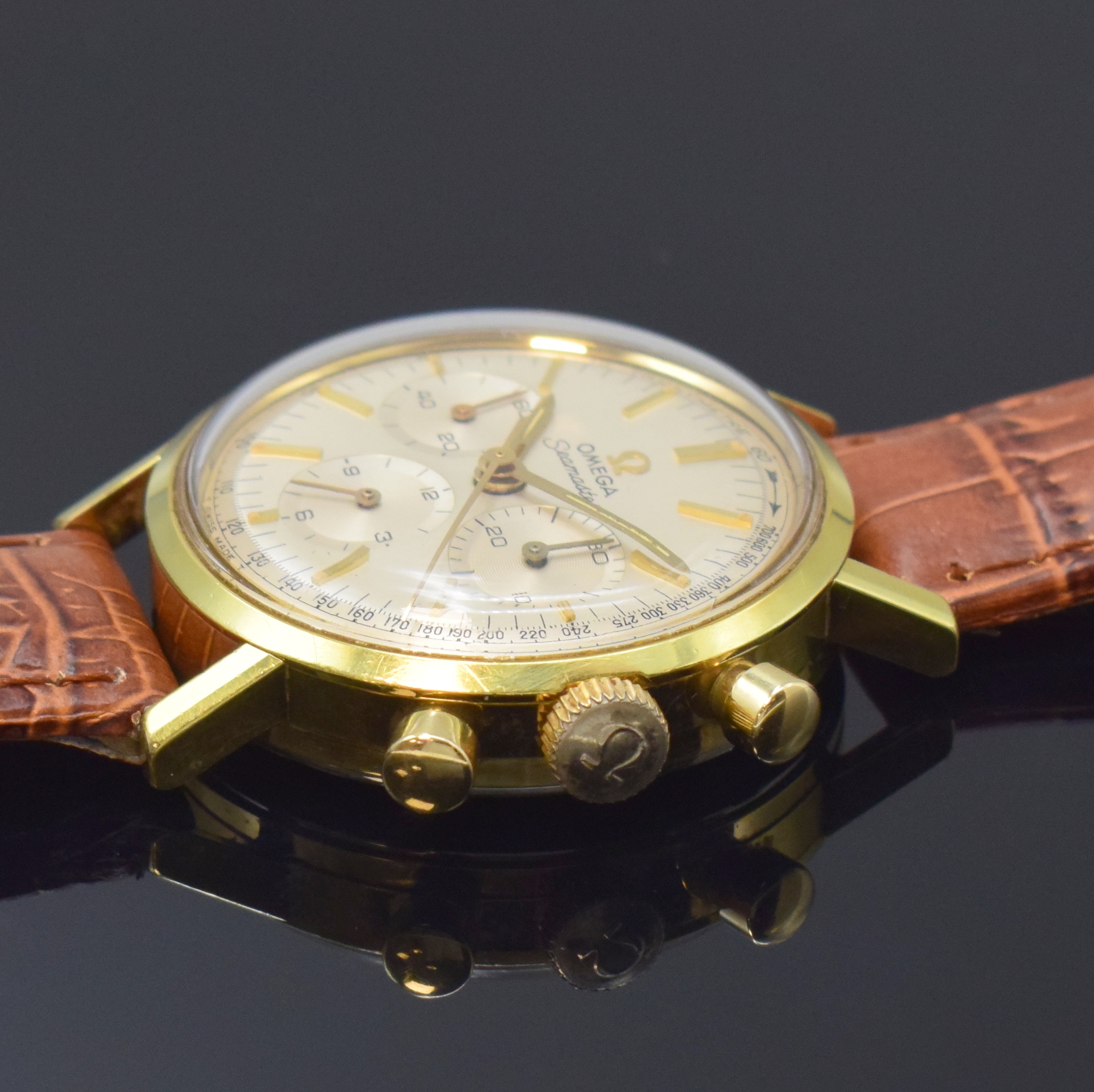 Detail b: OMEGA Seamaster Referenz 105.005-65 Schaltradchronograph Kaliber 321, Schweiz um 1967, Handaufzug, verg. Gehäuse m. verschr. Stahlboden, orig. Glas ...