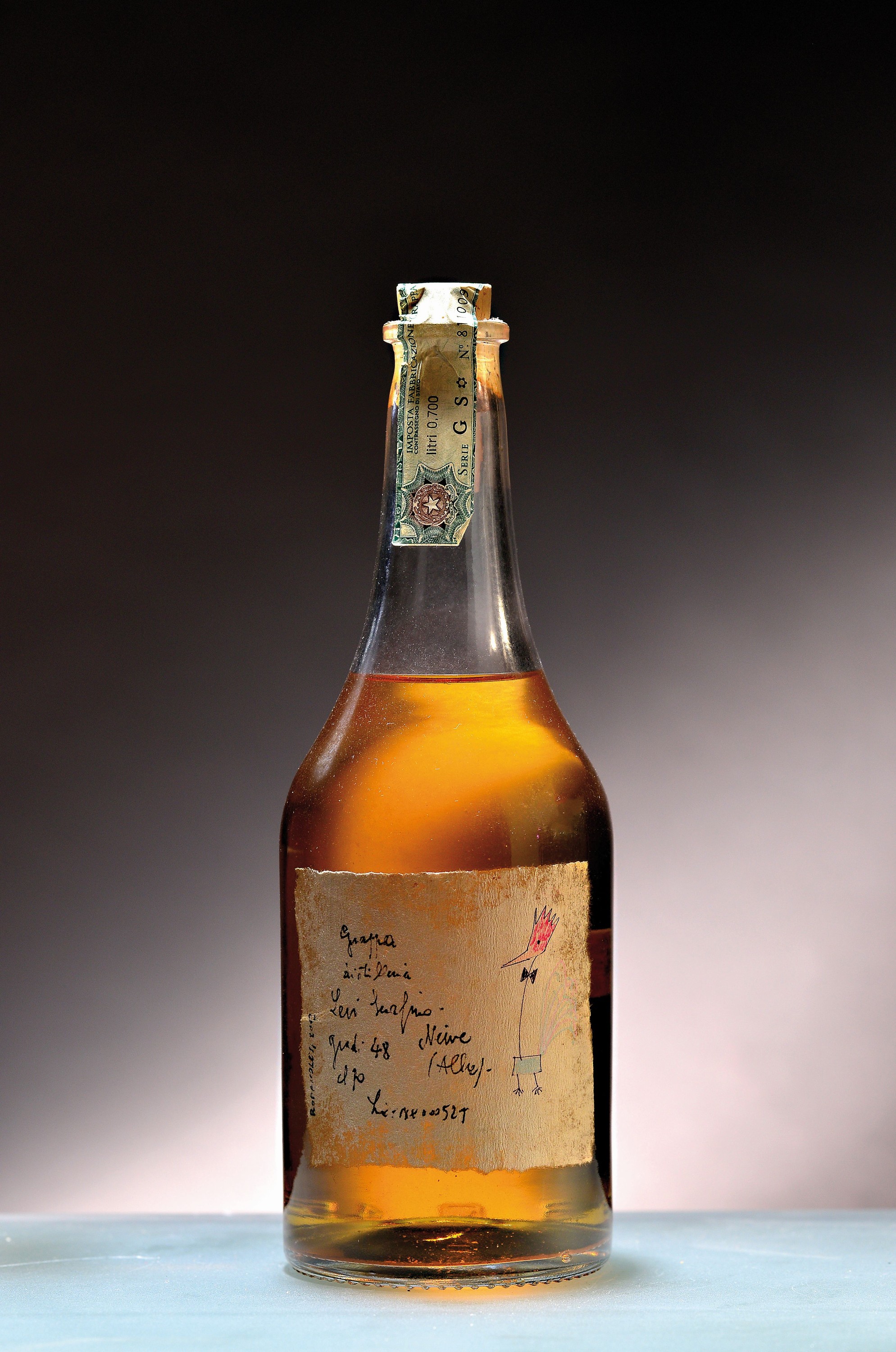 1 Flasche 2003 Grappa, Levi Serafino, RegionNeive, Piemont/Italien, Serie GS, No. 811009, ca. 70cl, Künstleretikett