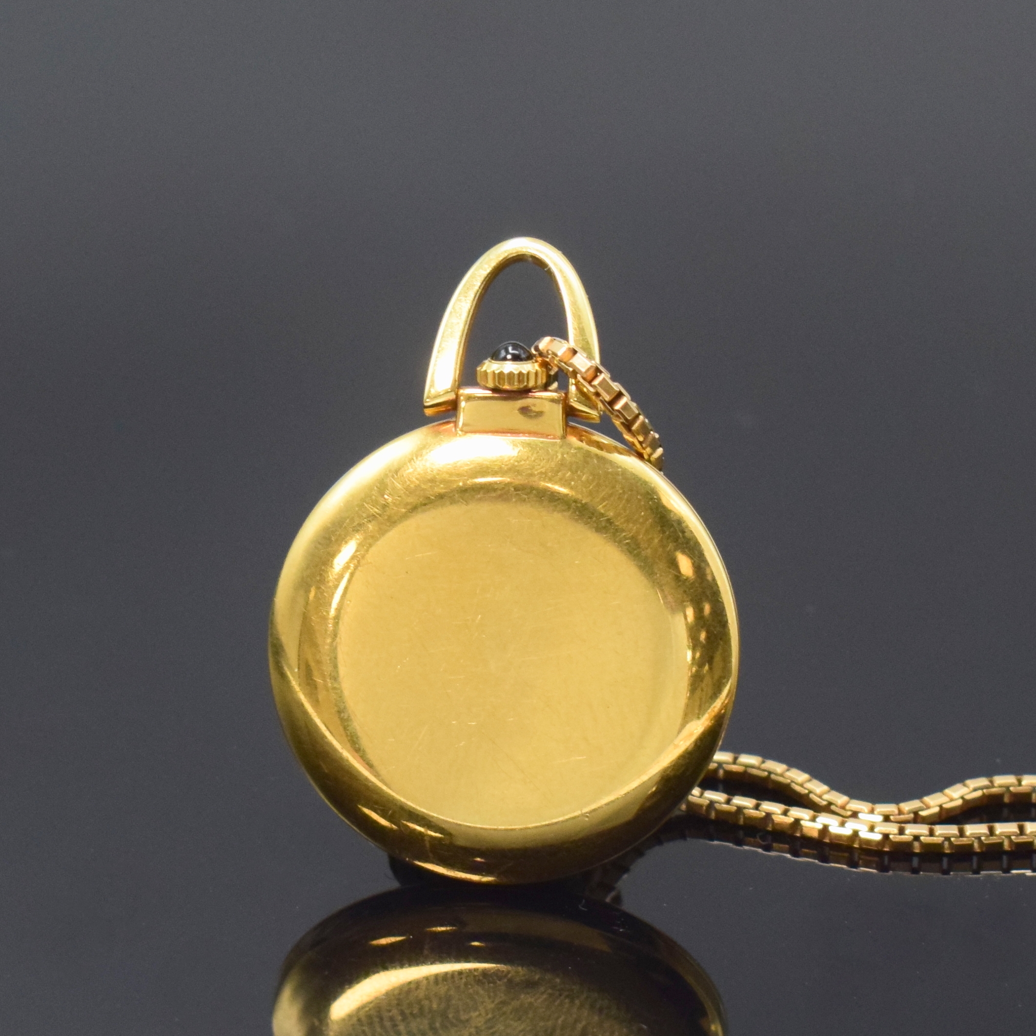 Detail a: CHOPARD Damentaschenuhr in GG 750/000 Referenz 3033 an neutraler Goldkette in RoseG 750/000, Schweiz um 1980, Handaufzug, 2-tlg. Geh., Lünette ...