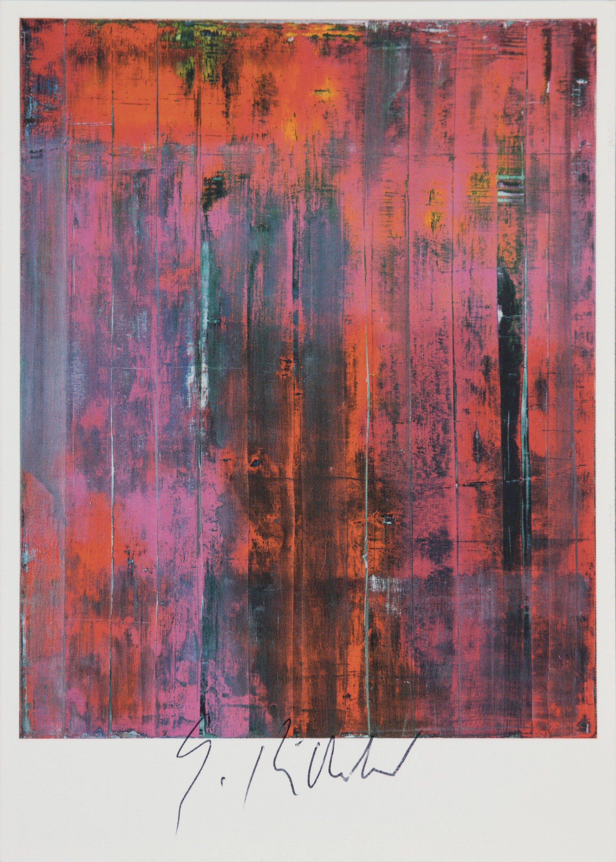 Gerhard Richter, geb. 1932, Mauer, Farboffset, Postkartenmultiple nach einem Gemälde von 1994, mittig unten handsigniert, ca. 15x10cm
