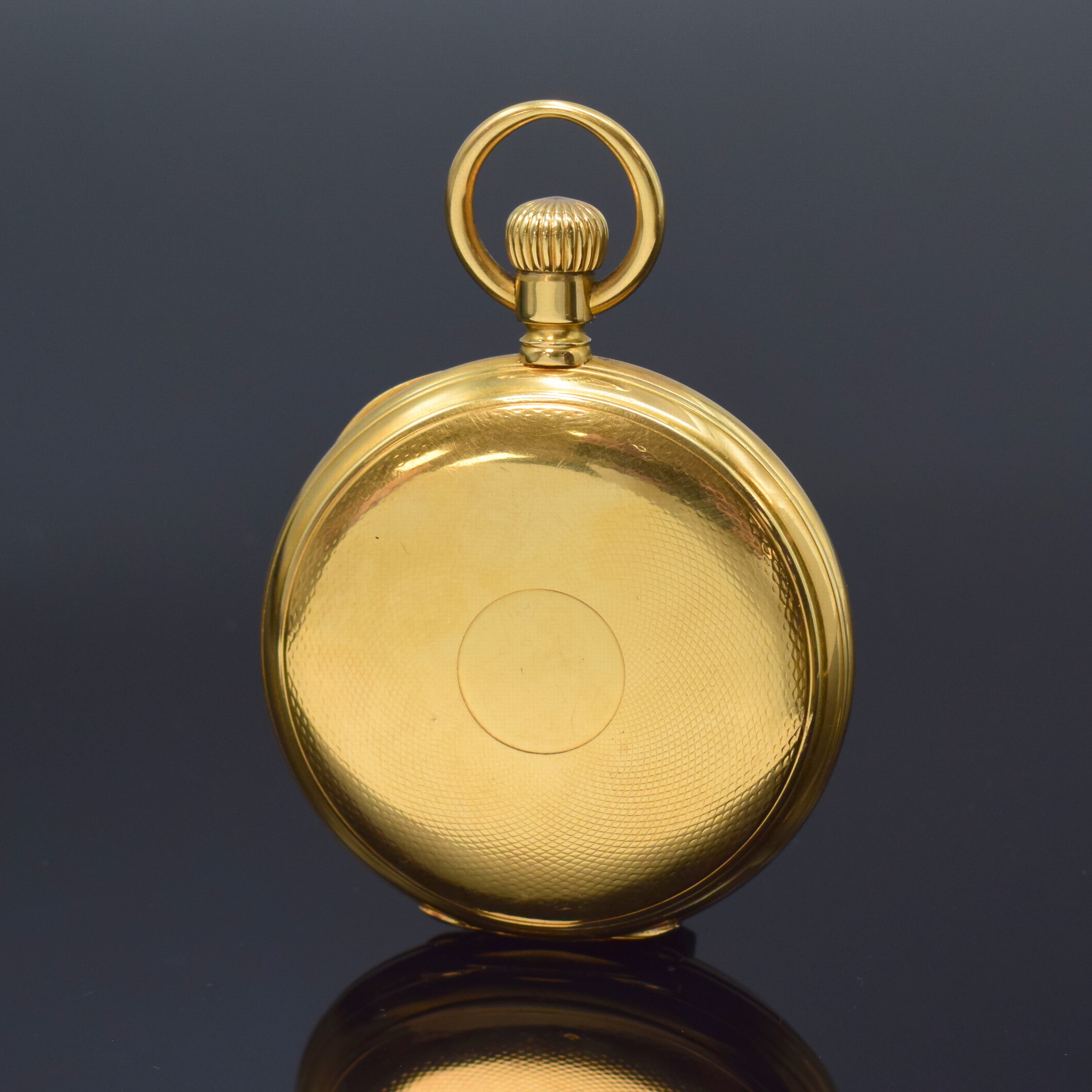 Detail b: A. LANGE & SÖHNE schwere 1A Herrensavonette in GG 750/000, Deutschland um 1890, guill. 3 -Deckel Goldgeh. berieb., Form Jürgens, 2-tlg. ...