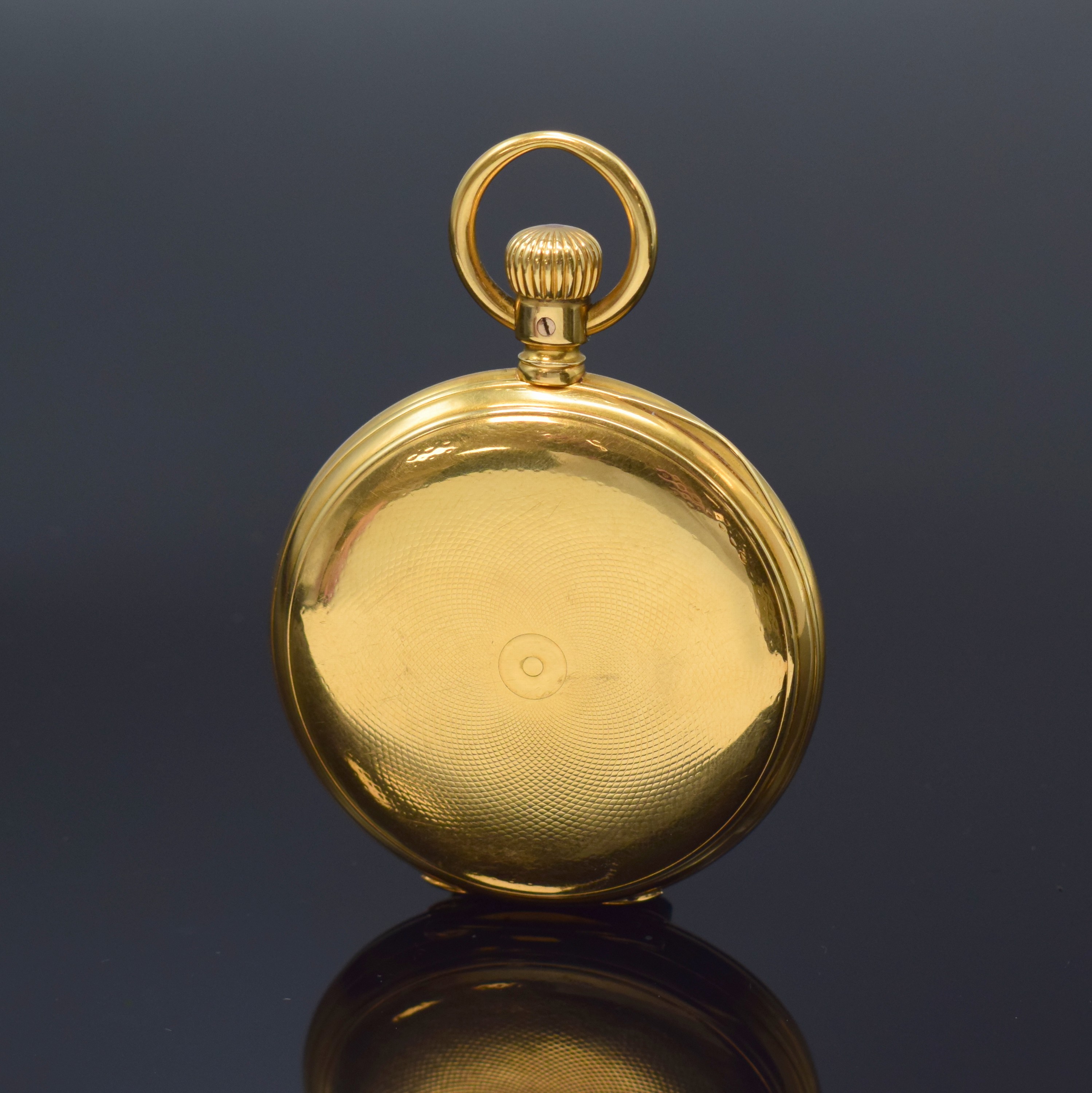 Detail c: A. LANGE & SÖHNE schwere 1A Herrensavonette in GG 750/000, Deutschland um 1890, guill. 3 -Deckel Goldgeh. berieb., Form Jürgens, 2-tlg. ...