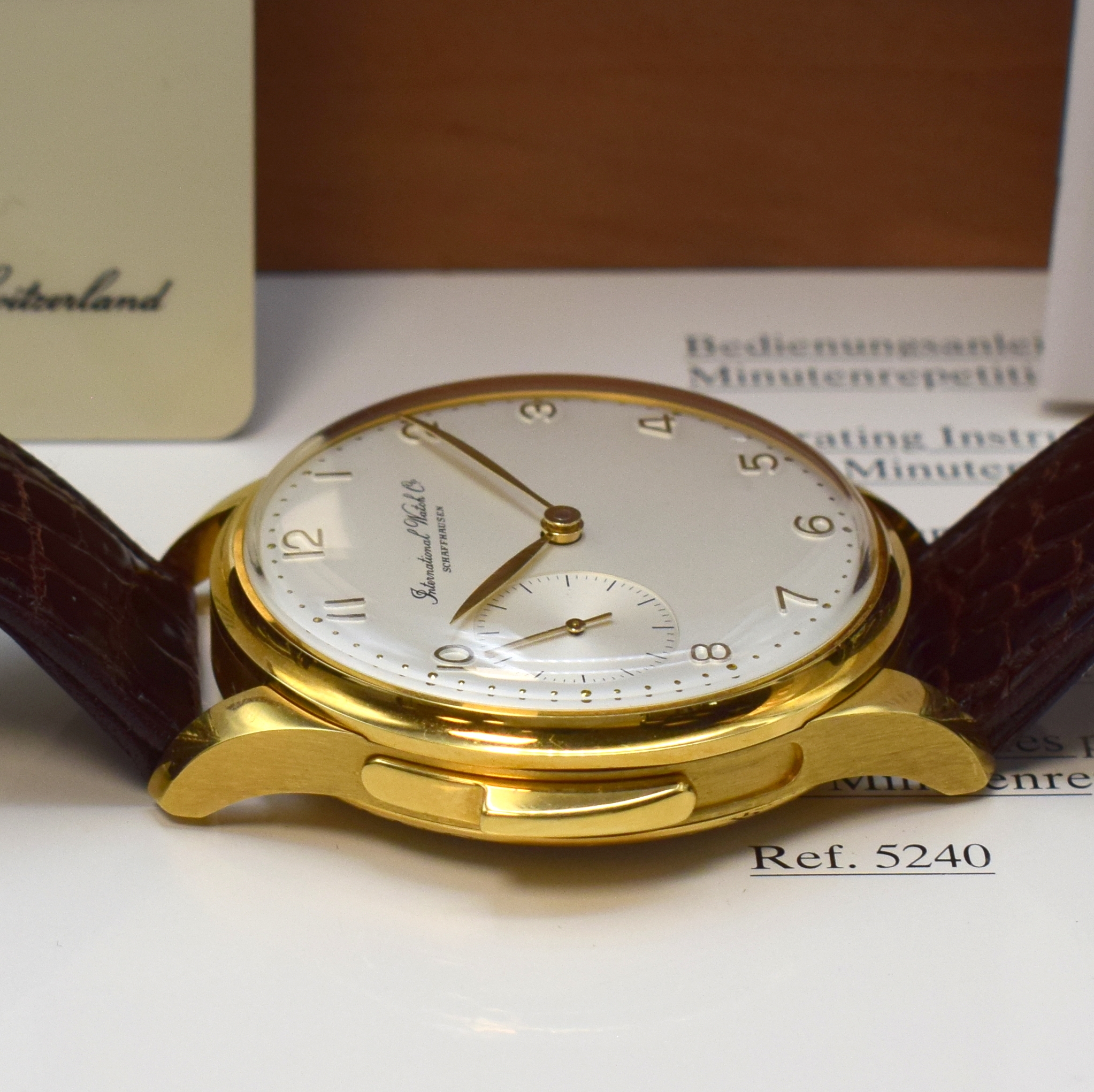 Detail d: IWC hochfeine und extrem seltene, auf 250 Stück limitierte Herrenarmbanduhr Portugieser mit Minutenrepetition Referenz 5240, Handaufzug, GG 750/000 ...