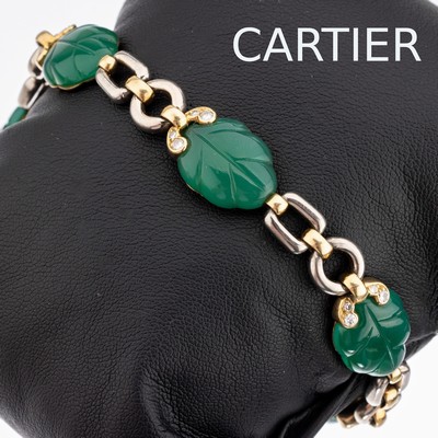 Image 18 kt Gold CARTIER Achat-Brillant-Armband, GG/WG 750/000, 5 blattf. geschnittene ...