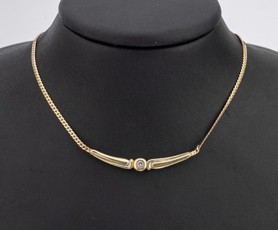 Image 14 kt Gold Brillant-Collier, GG 585/000, Brillant ca. 0.10 ct Weiß/si, L. ca. 45 ...