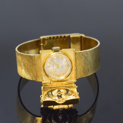 Image PIERCE 14k yellow gold ladies wristwatch, Switzerland around 1960, manual winding, square ...