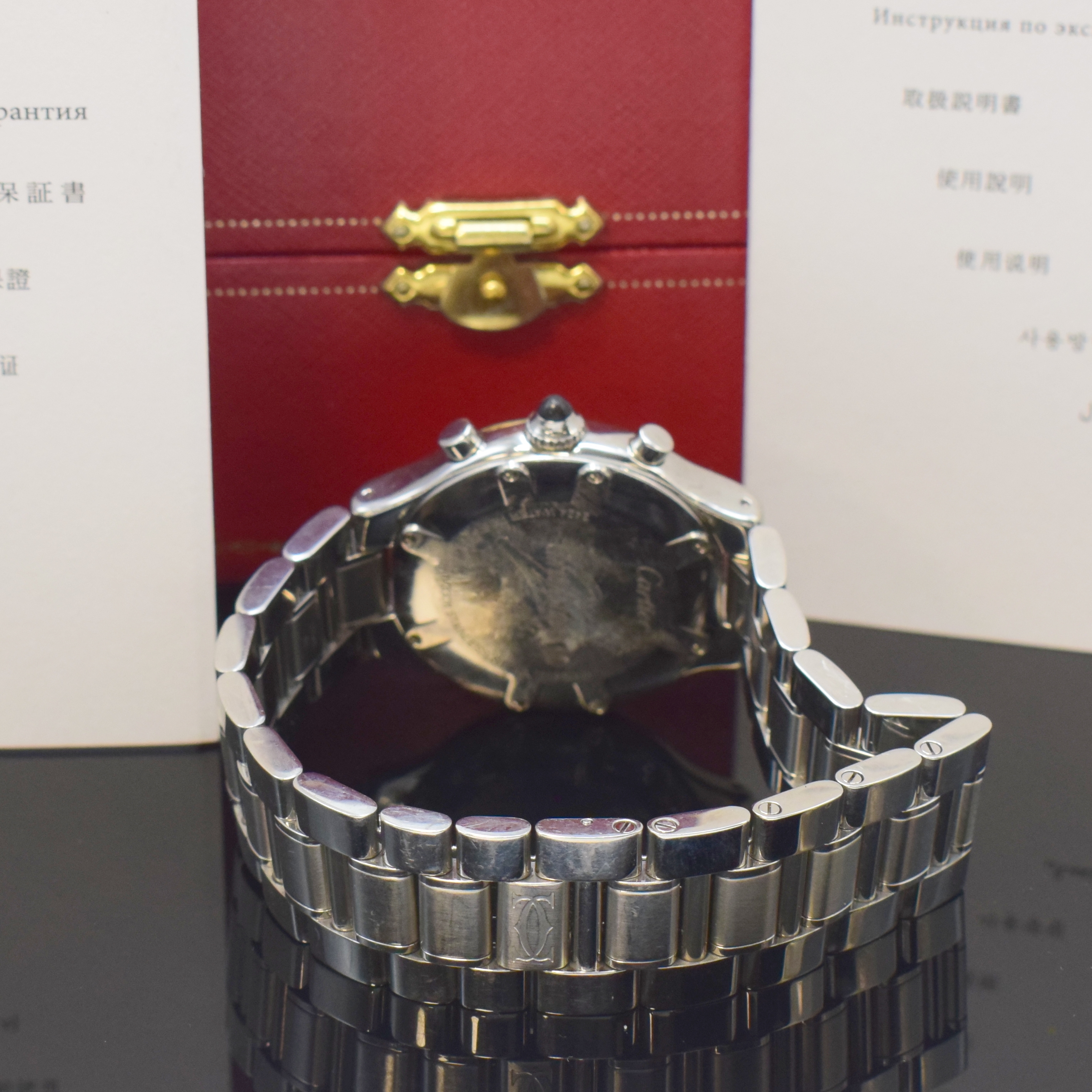Detail b: CARTIER Chronoscaph 21 Chronograph Armbanduhr in Stahl/Stahlband Referenz 2424, Schweiz lt. orig. Papier verk. 2009, quartz, 8-fach verschr. Geh., ...