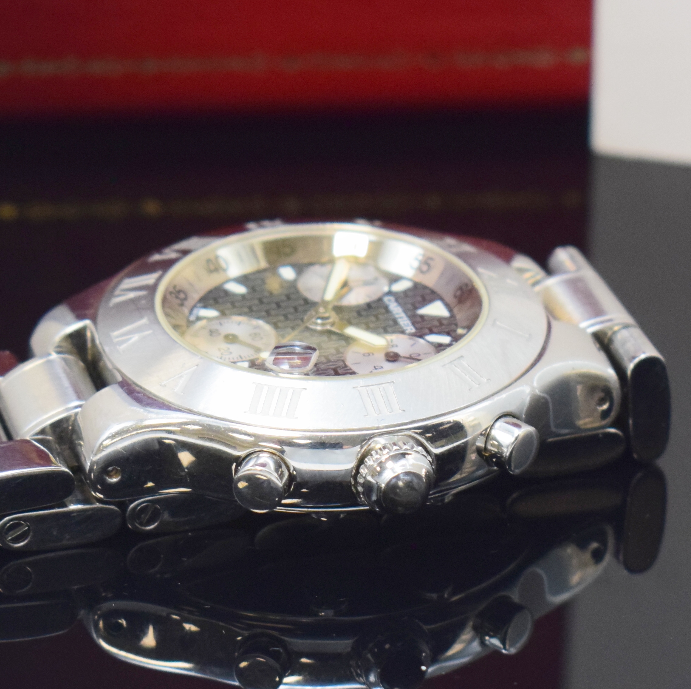 Detail c: CARTIER Chronoscaph 21 Chronograph Armbanduhr in Stahl/Stahlband Referenz 2424, Schweiz lt. orig. Papier verk. 2009, quartz, 8-fach verschr. Geh., ...