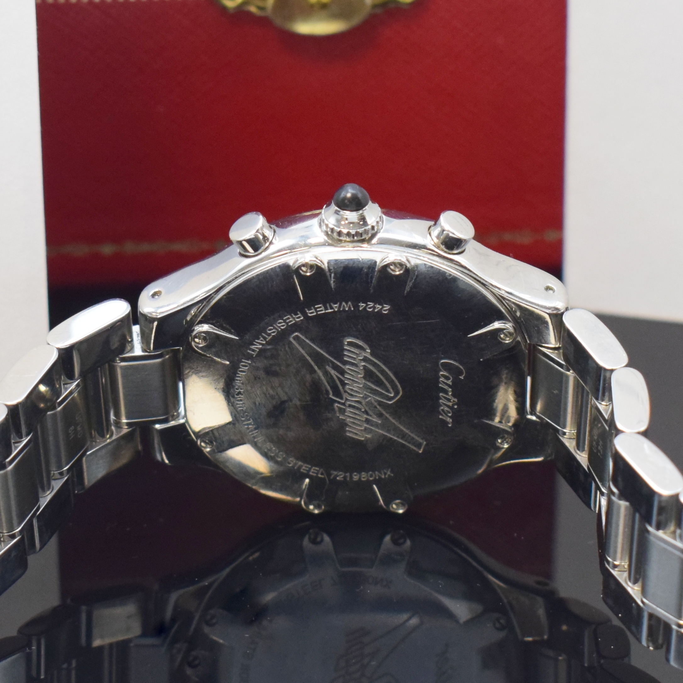 Detail d: CARTIER Chronoscaph 21 Chronograph Armbanduhr in Stahl/Stahlband Referenz 2424, Schweiz lt. orig. Papier verk. 2009, quartz, 8-fach verschr. Geh., ...