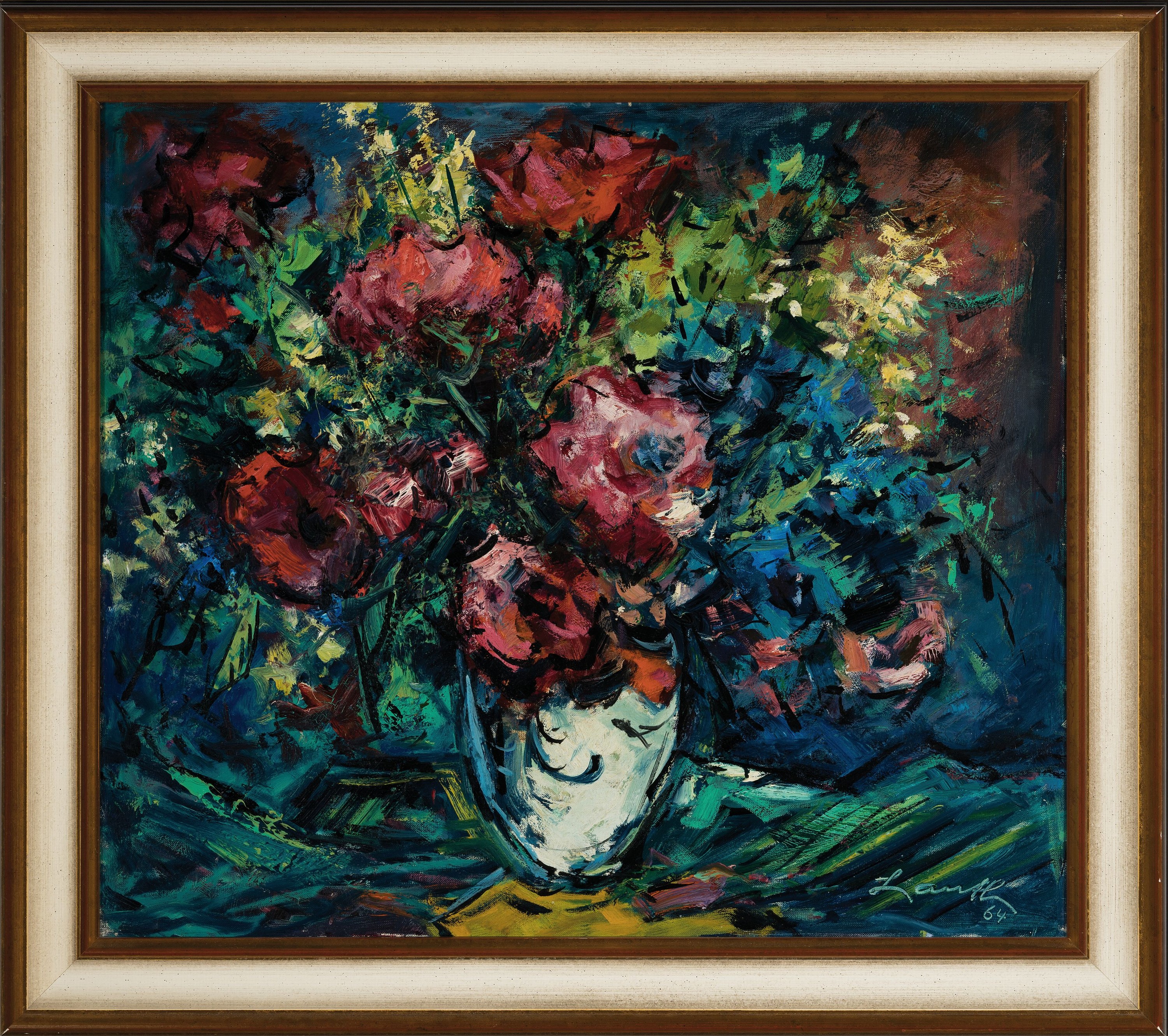 Detail k: Robert Lauth, 1896-1985 Ludwigshafen, Blumenstillleben, Öl/Lwd, rechts unten signiert und dat. 64, ca. 60x70cm, R. ca. 73x 83cm