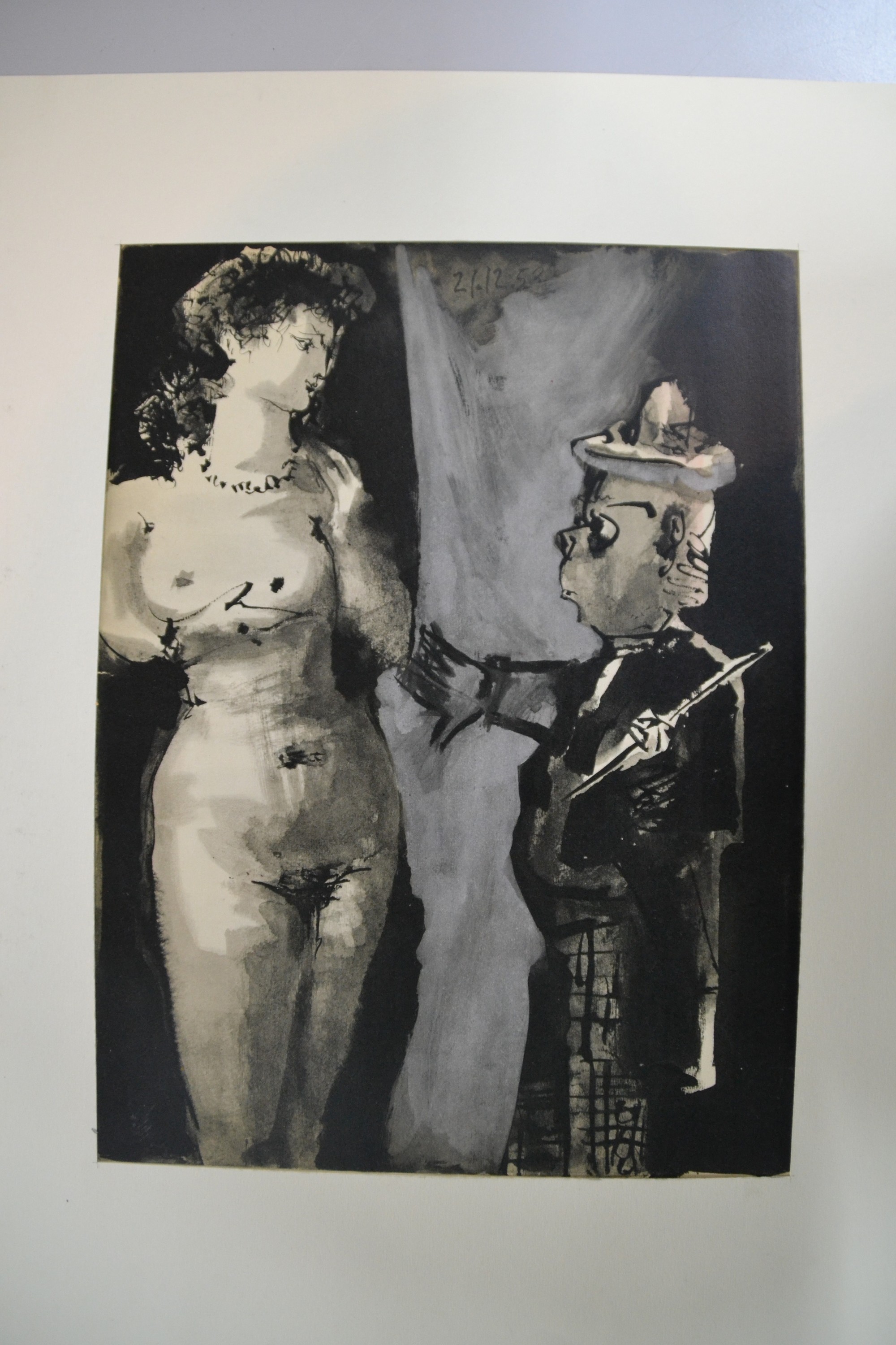 Detail b: Nach Pablo Picasso, 1881-1973, 4 Grafiken: nach einem Holzschnitt aus der Folge "Helene chez Archimede" von 1955, eines von 240 ...