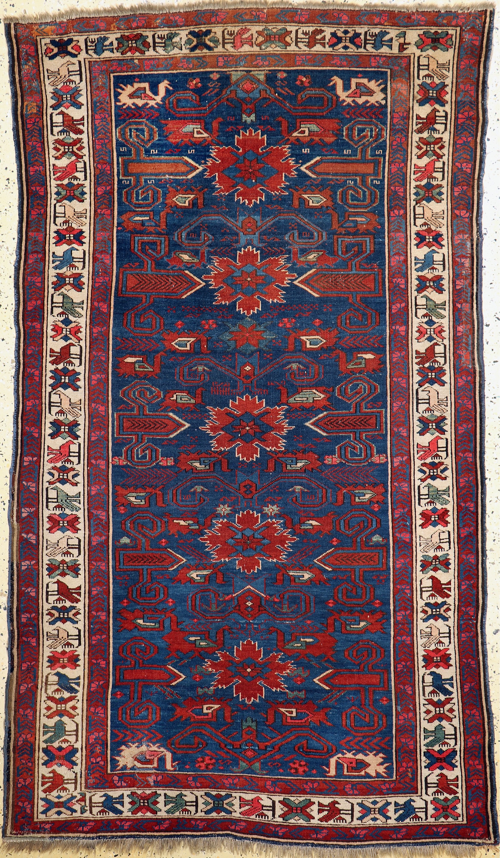 "Blattgabel-Schirwan"antik, Kaukasus, 19.Jhd, Wolle auf Wolle, ca. 195 x 100 cm, EHZ: 3, (alte Restaurierungen)